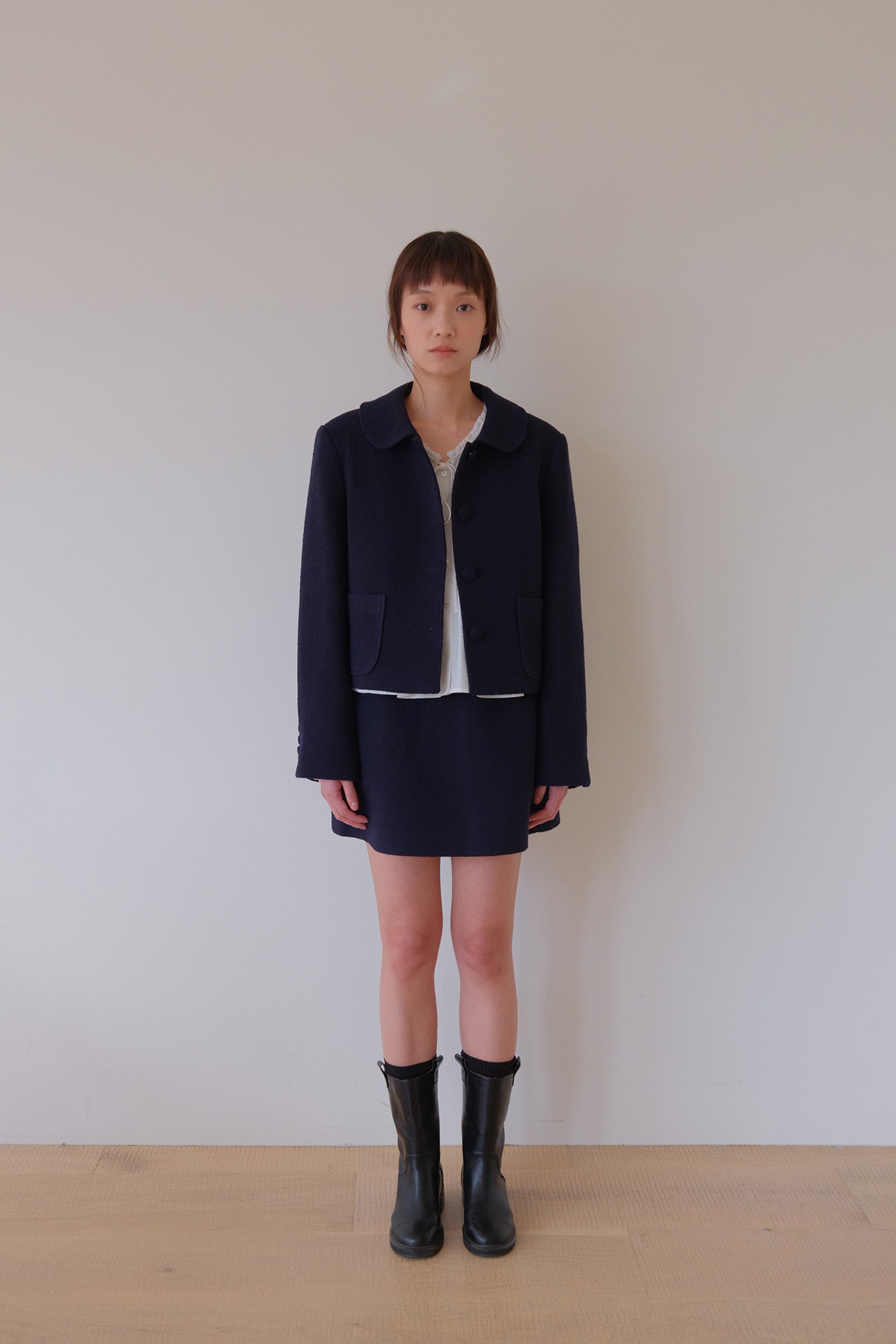 MOUI BOUCLE TWEED SKIRT _BLEU MARINE