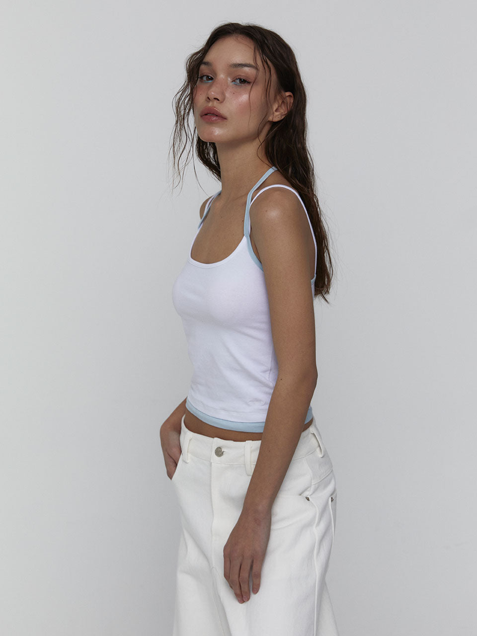 LAYERED HALTER TOP_WHITE