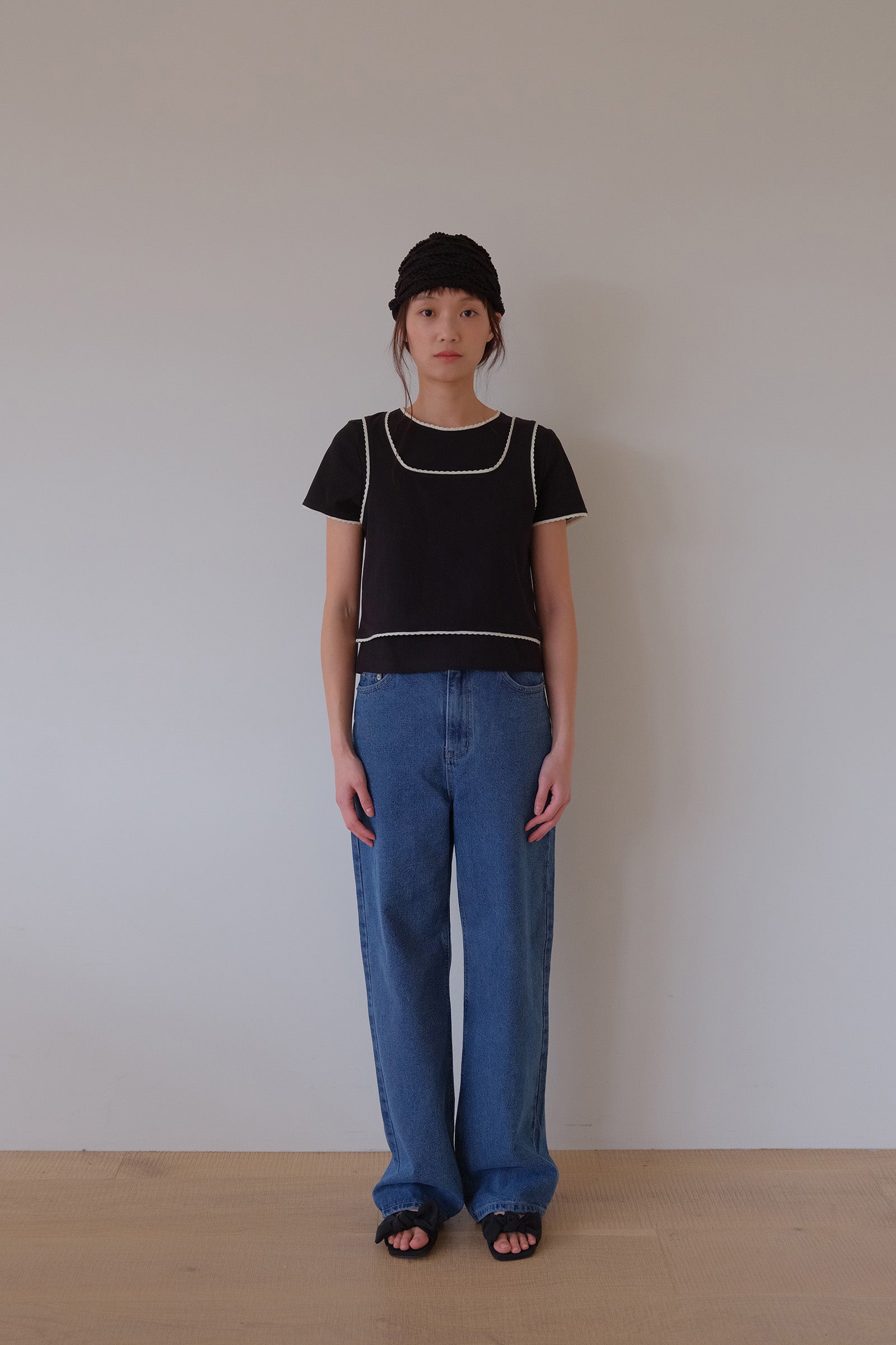 MOUI LAYERED RIBBED T SET _NOIR