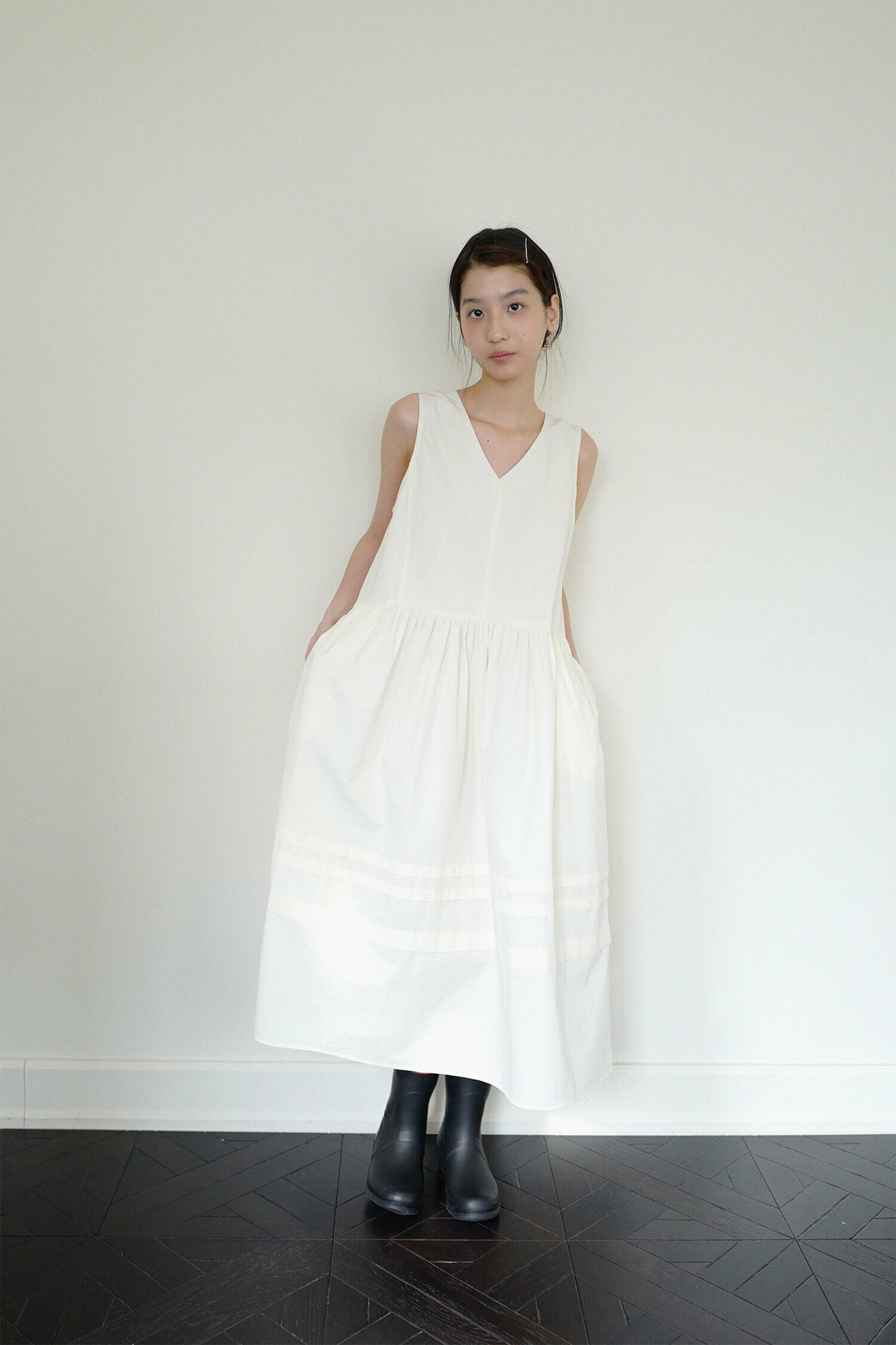 ROBE FRONCÉE MAXI ROSY MOUI_CRÈME