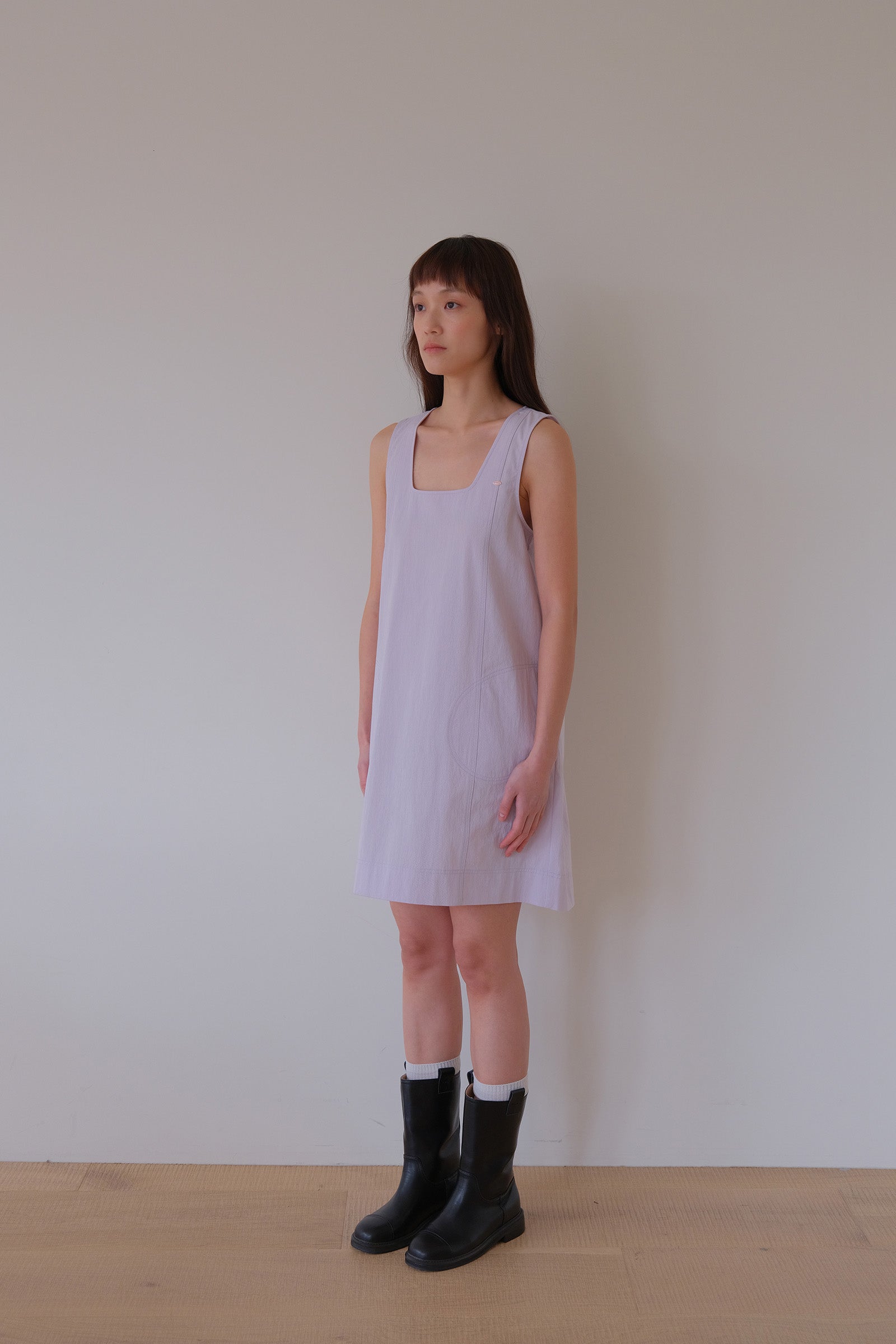 MOUI PASTEL STITCH MINI DRESS _PALE PURPLE
