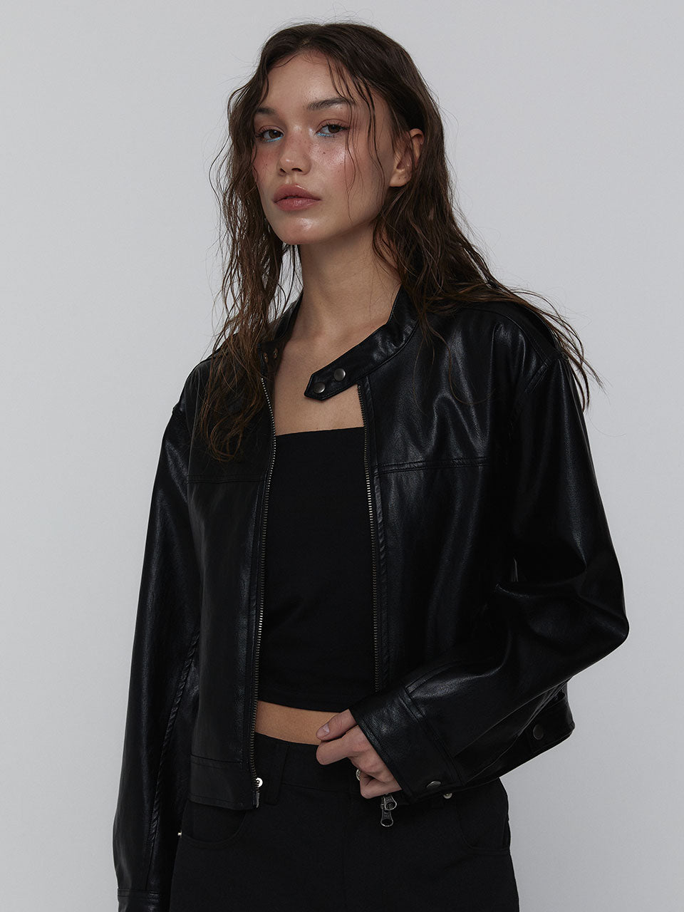 LEATHER BIKER JACKET_BLACK