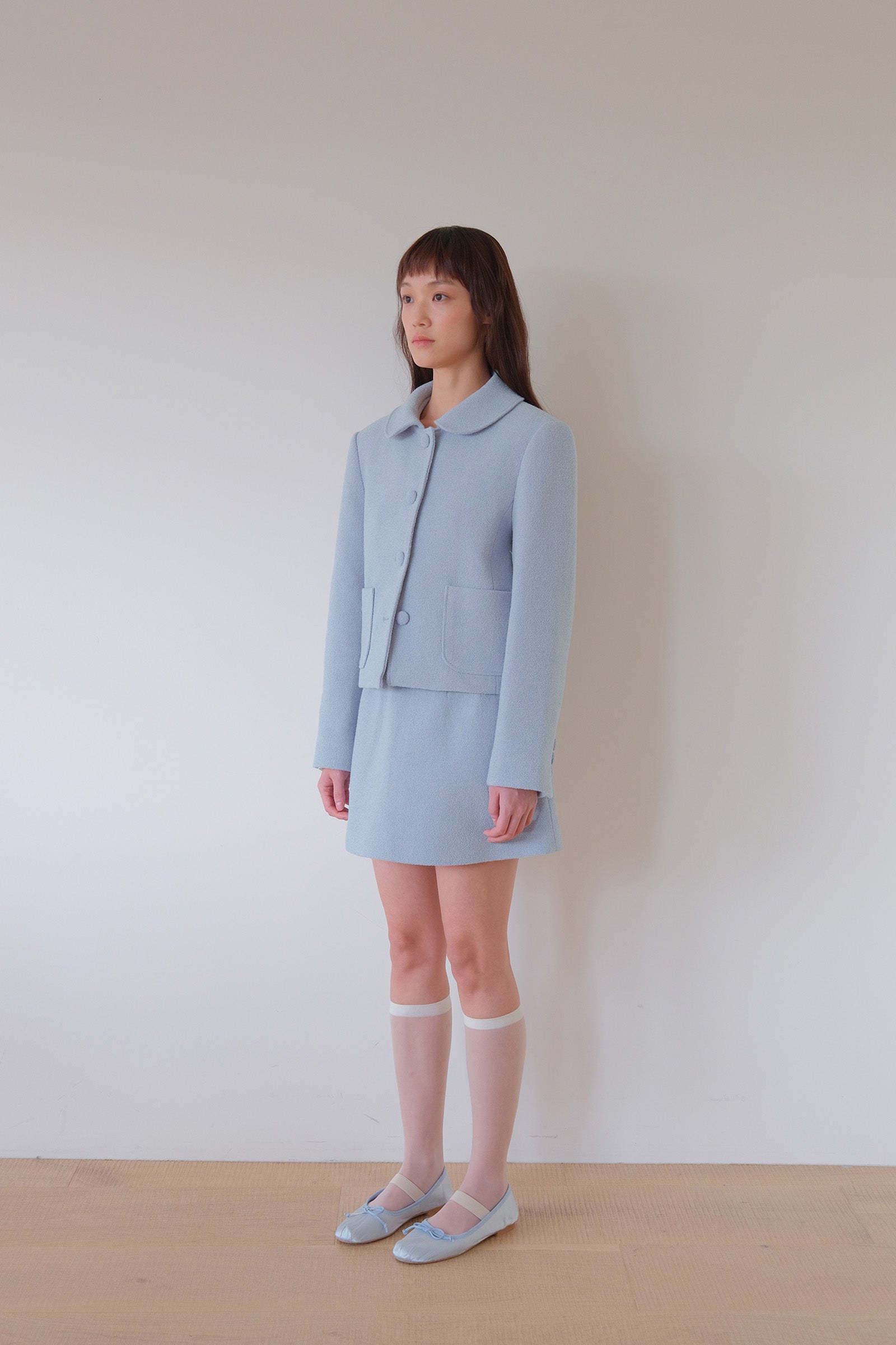 MOUI BOUCLE TWEED SKIRT_SKY BLUE