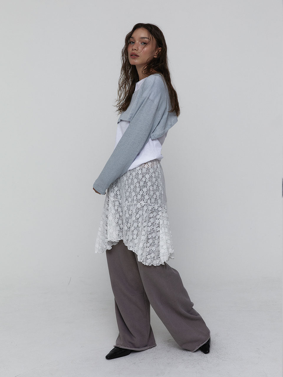 FLORAL LACE MIDI SKIRT_WHITE