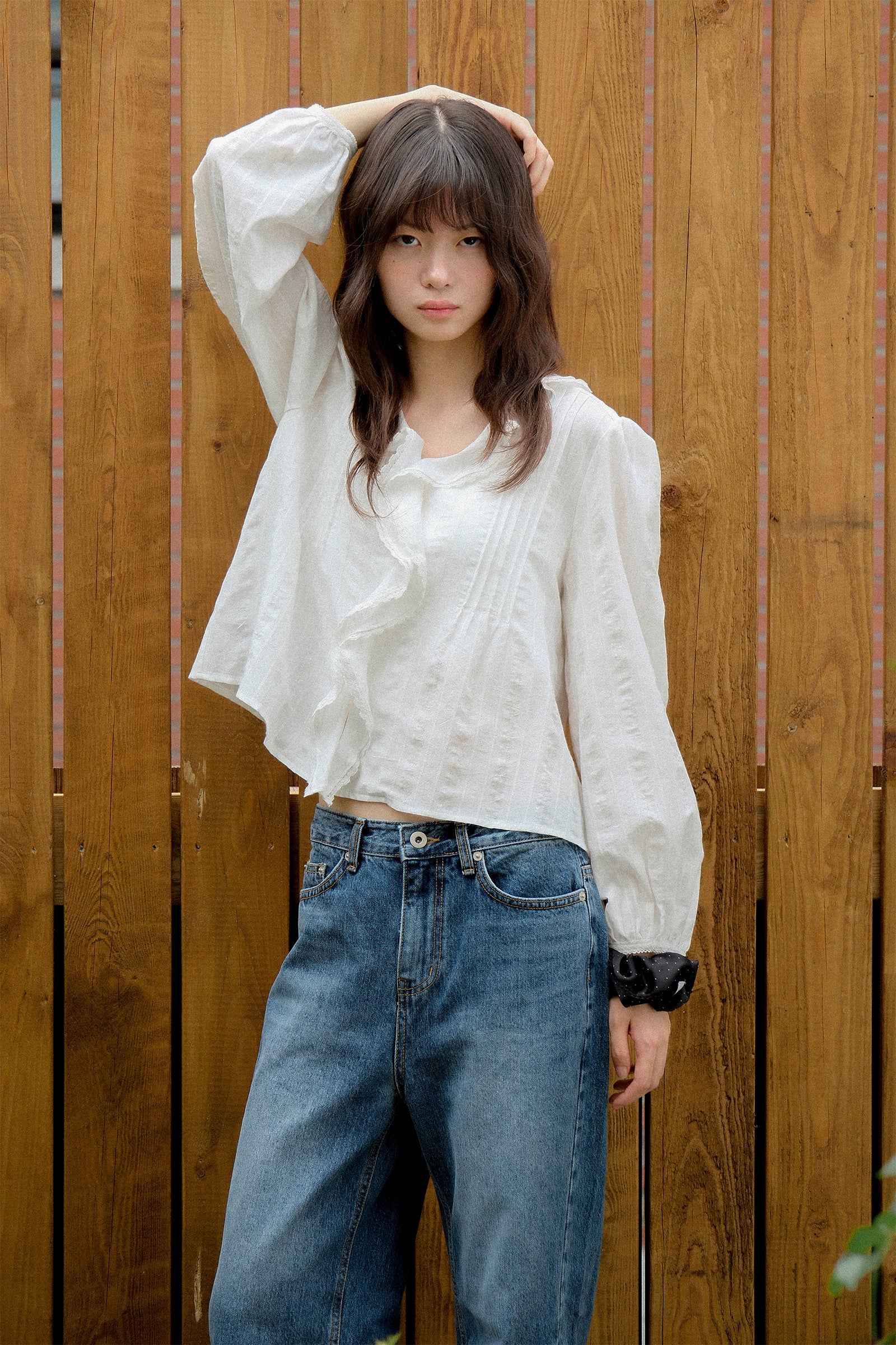 RUFFLE LACE BLOUSE_WHITE