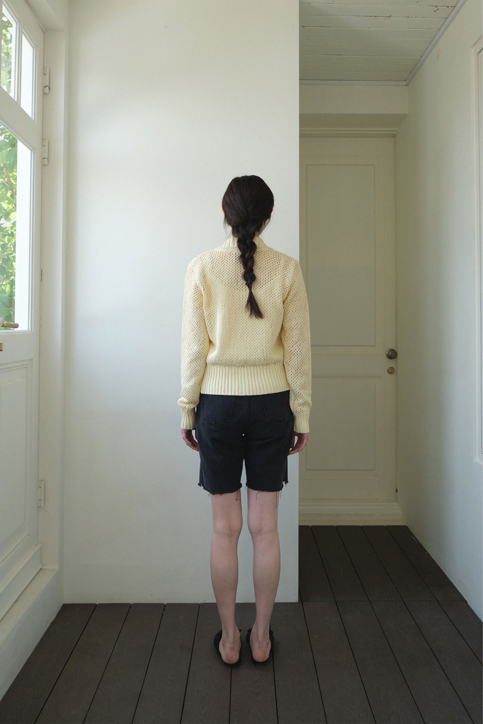 CARDIGAN AJOURÉ AVEC COL ET POCHES MOUI_JAUNE