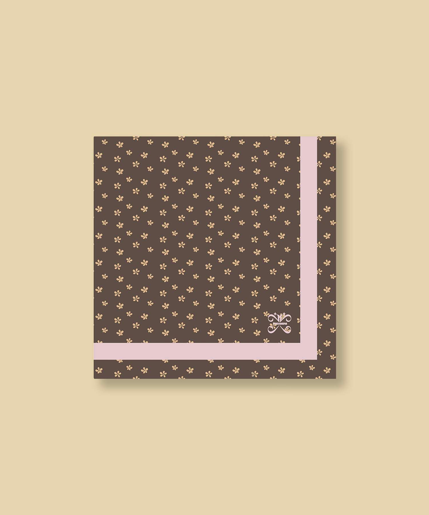 FOULARD EN SOIE JARDIN FLEURI_MARRON
