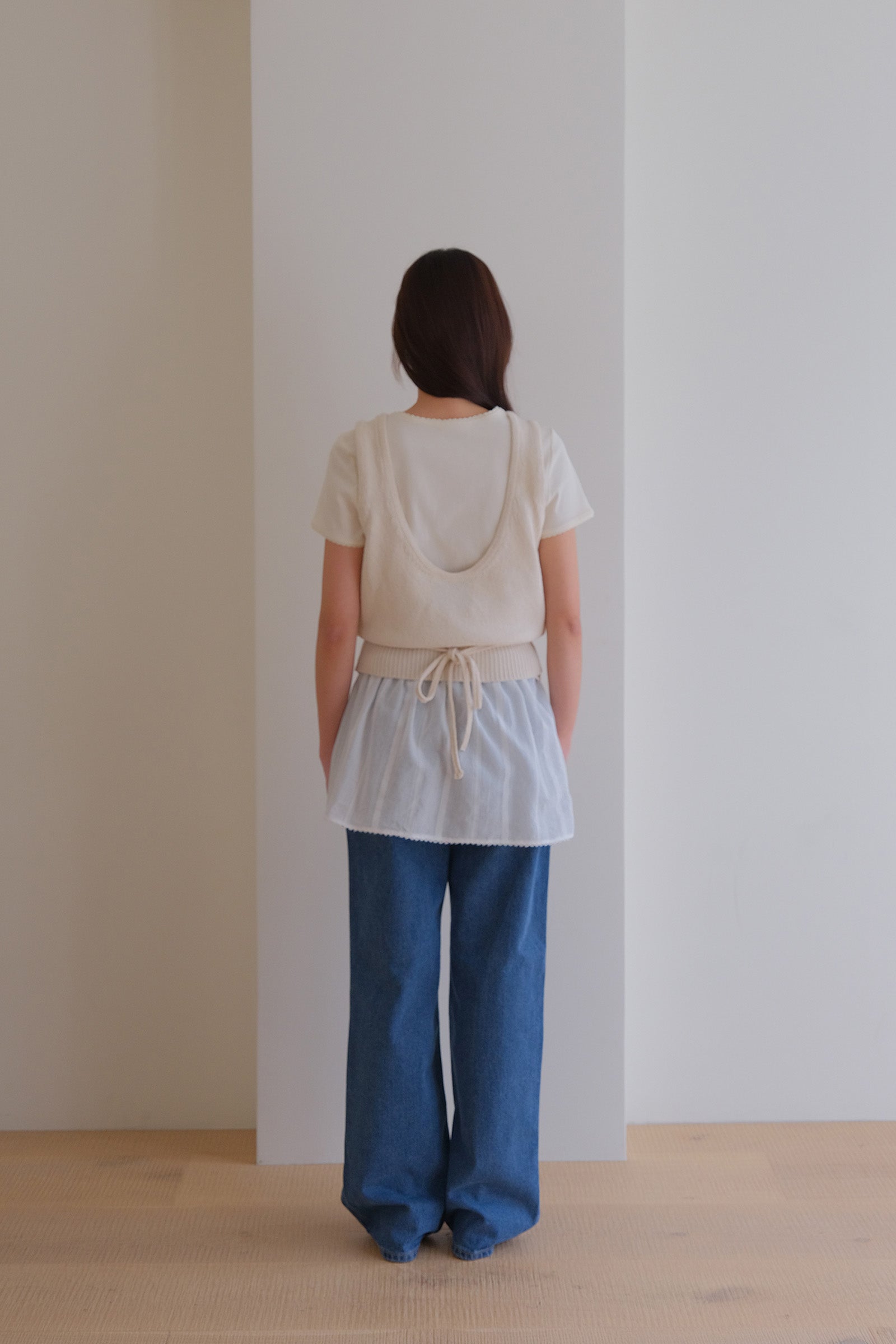 MOUI STRAP TIE KNIT VEST _CRÈME