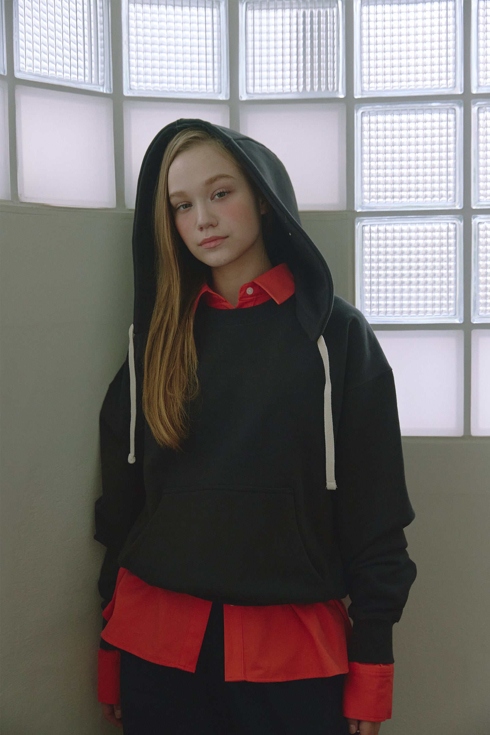 HOODIE OVERSIZE À CAPUCHE DÉTACHABLE EN COTON_CHARBON