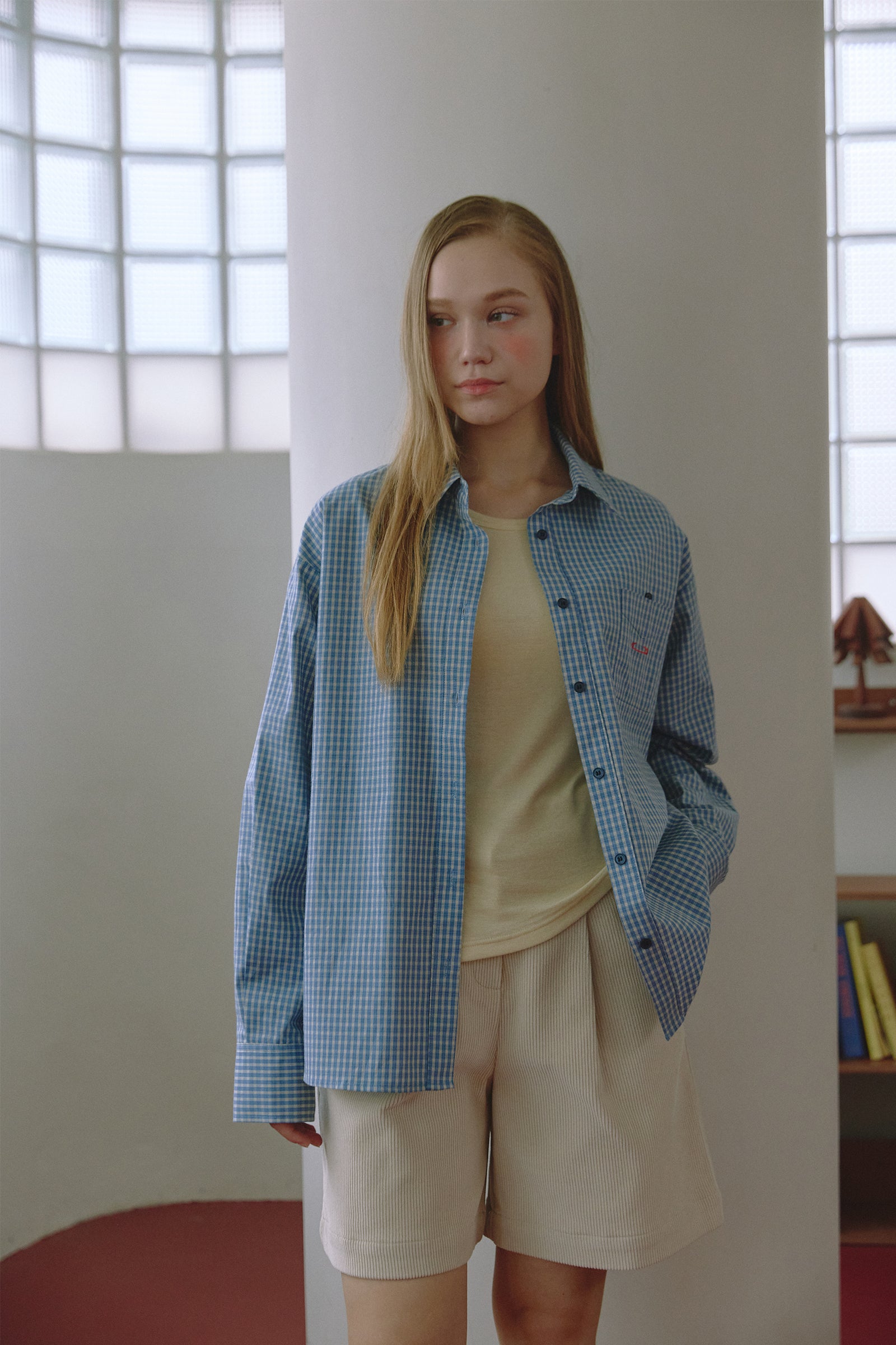 CHEMISE À CARREAUX BRODÉE_BLEU