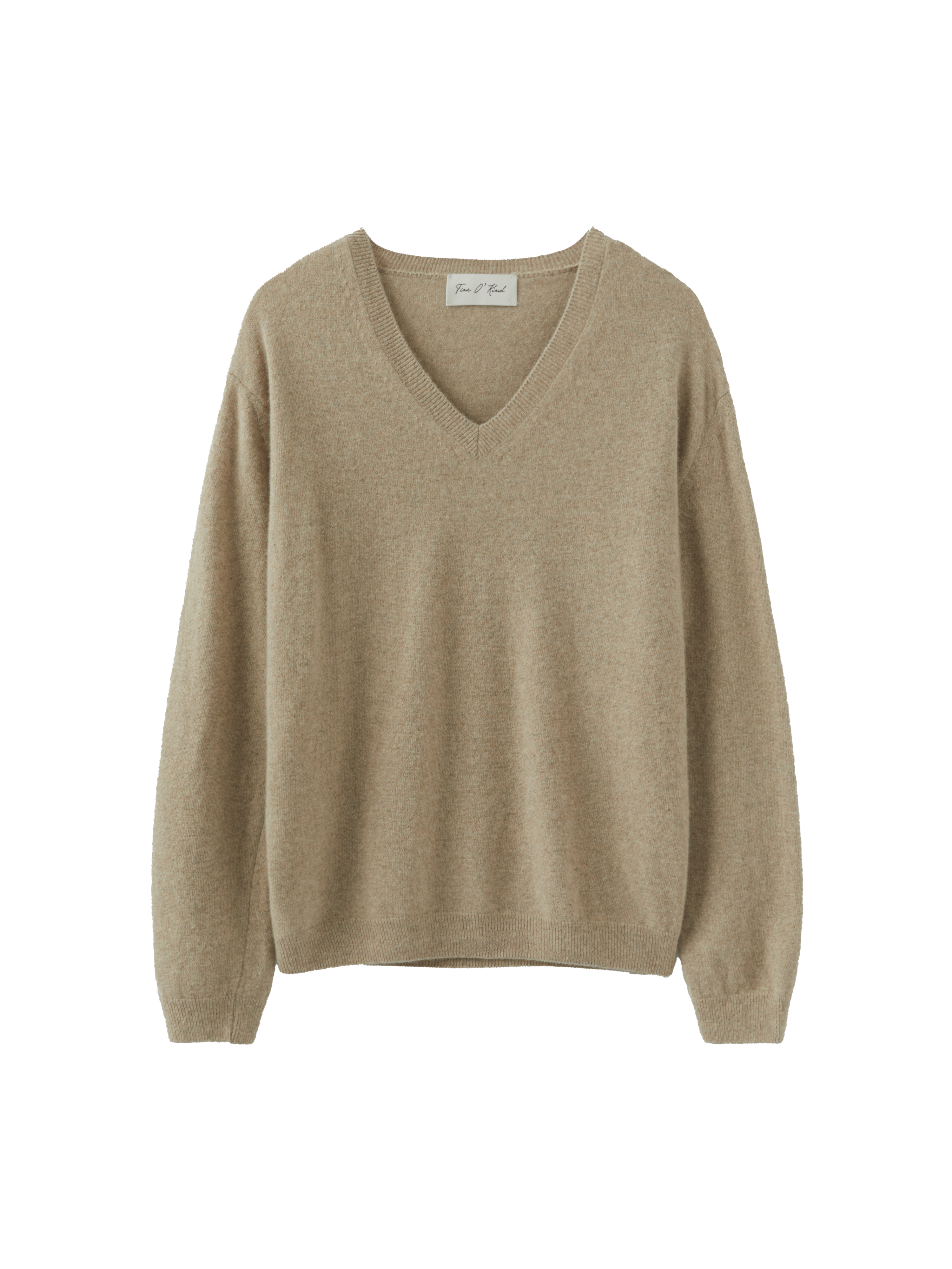 PULL COL V EN LAINE_BEIGE FONCÉ