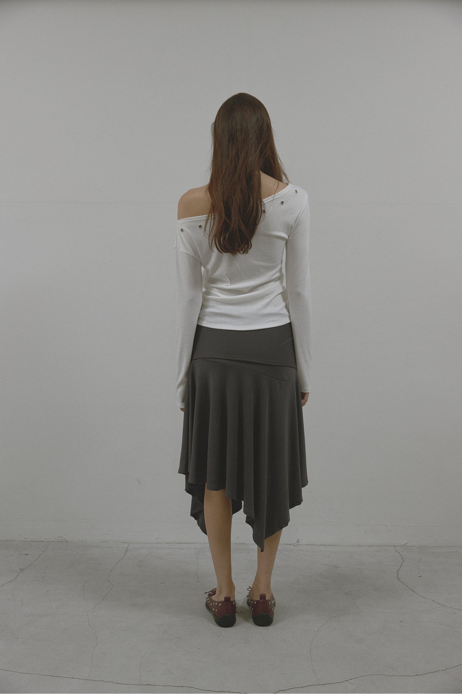 UNBALANCE HOOL SKIRT_NAVY
