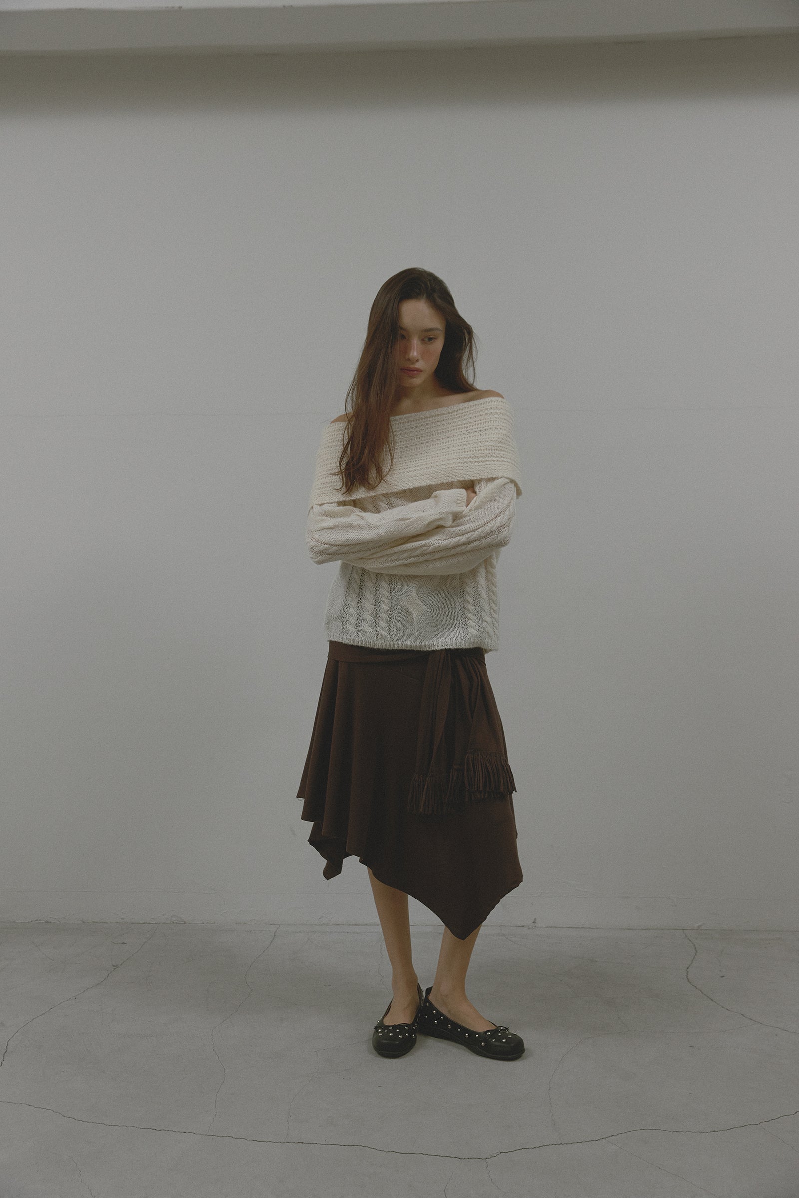 ALPACA TWIST OFF SHOULDER KNIT_IVORY