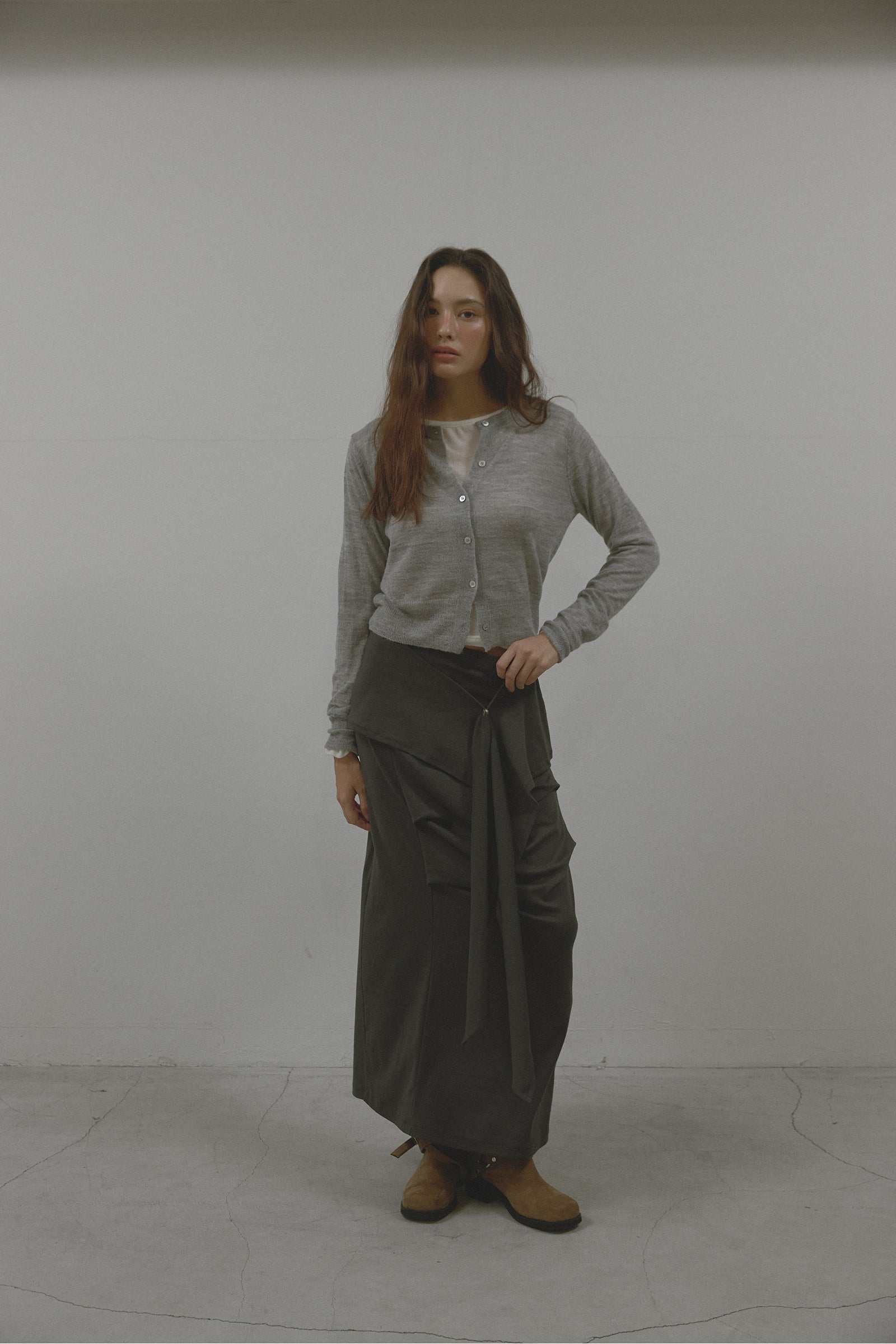 MOHAIR WOOL CARDIGAN_LIGHT GREY