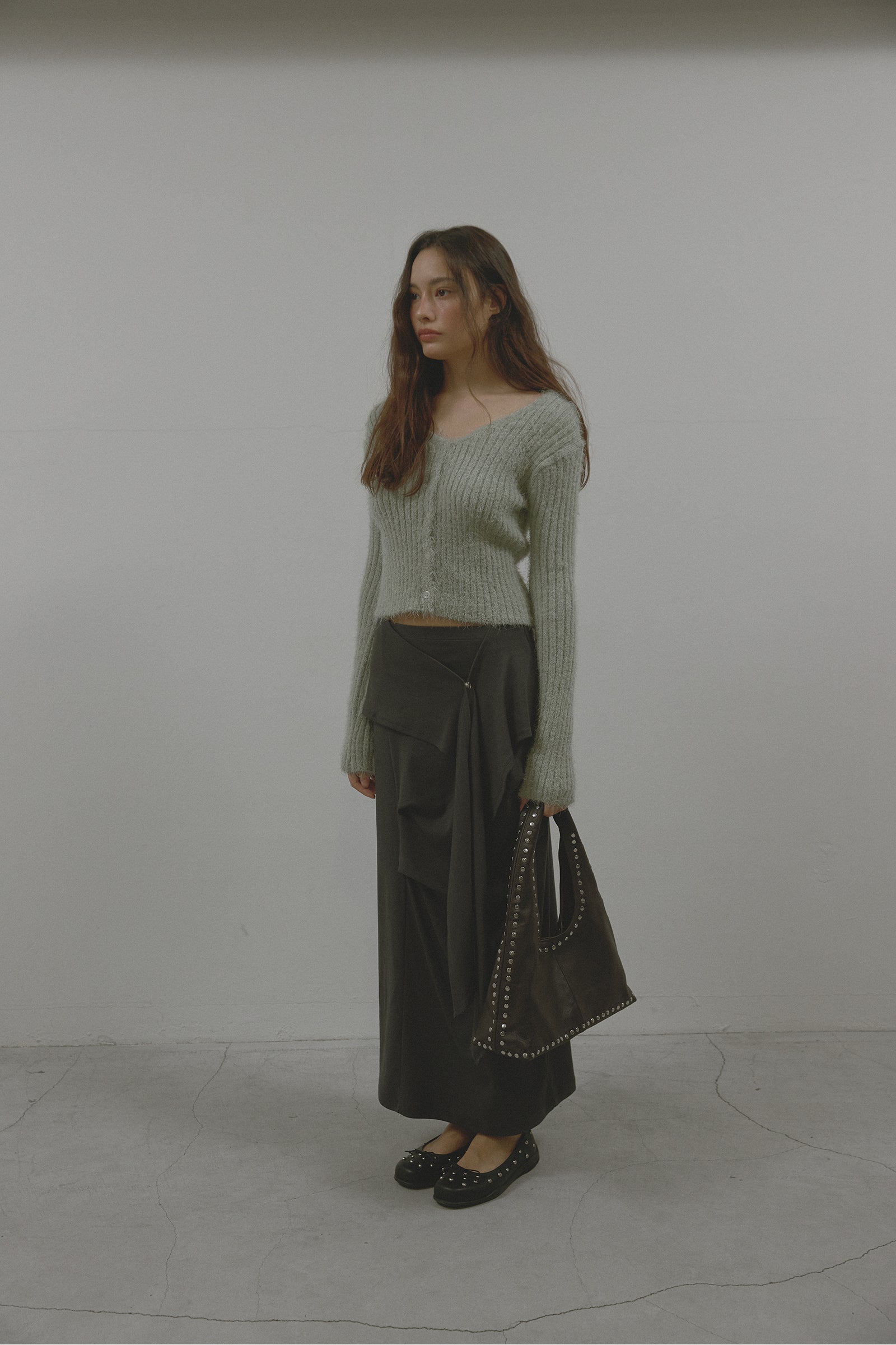 LEATHER BOHO STUD BAG_DARK BROWN