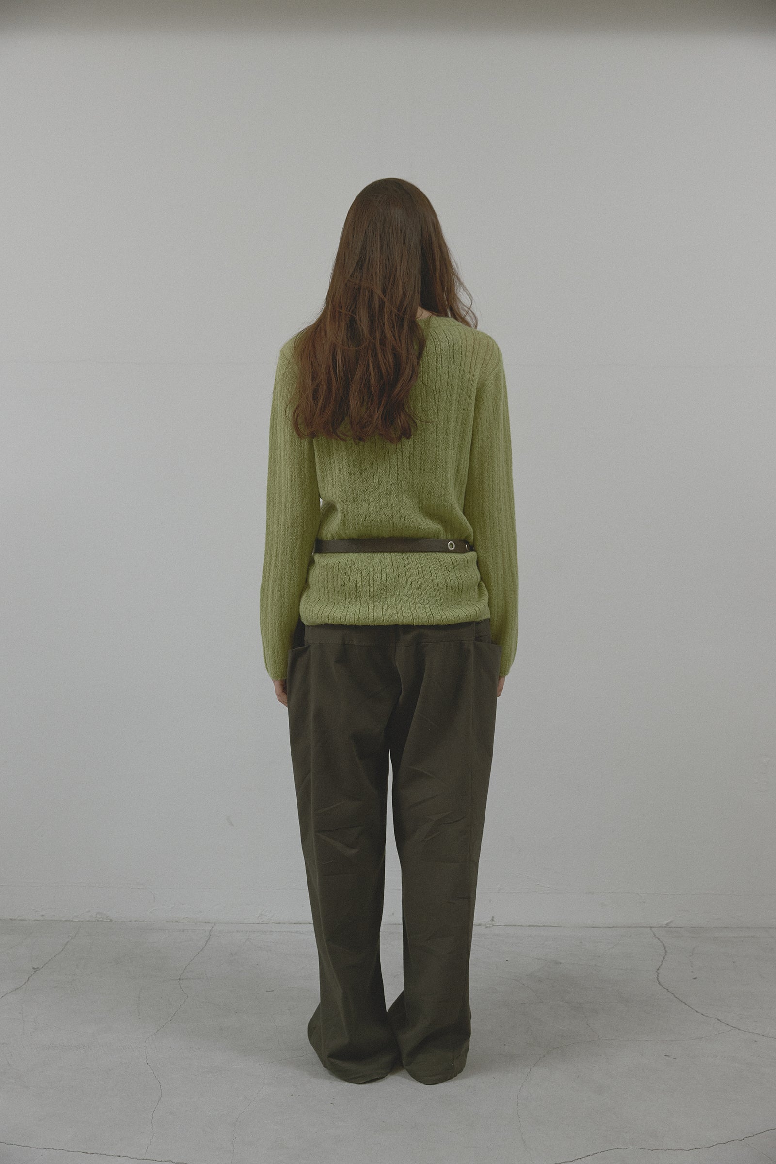 V-NECK GOLGI KNIT_OLIVE