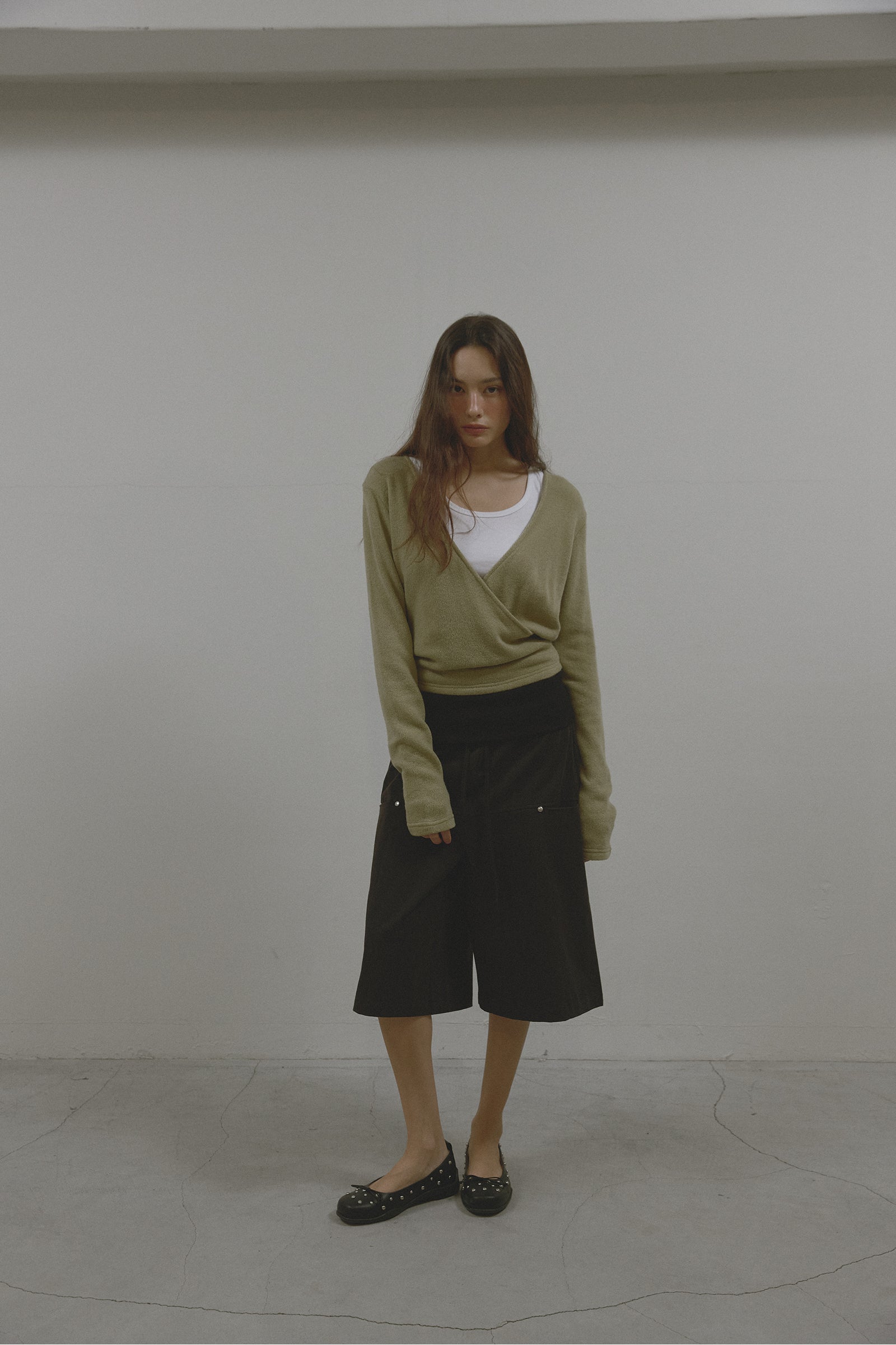 SOFT WRAP KNIT T_KHAKI