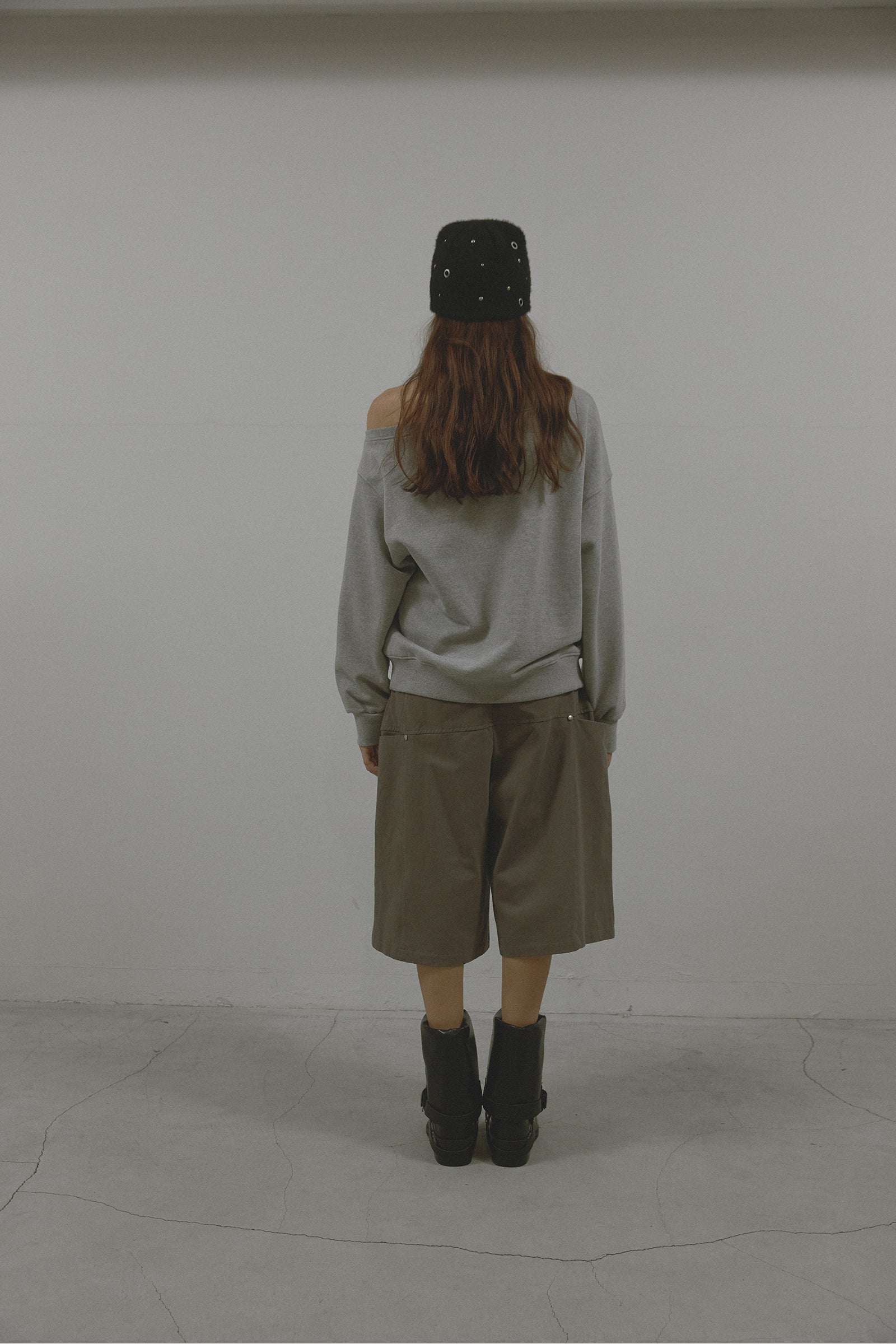 AS BASIC ONE SHOULDER SWEATSHIRT_MELANGE GRAY