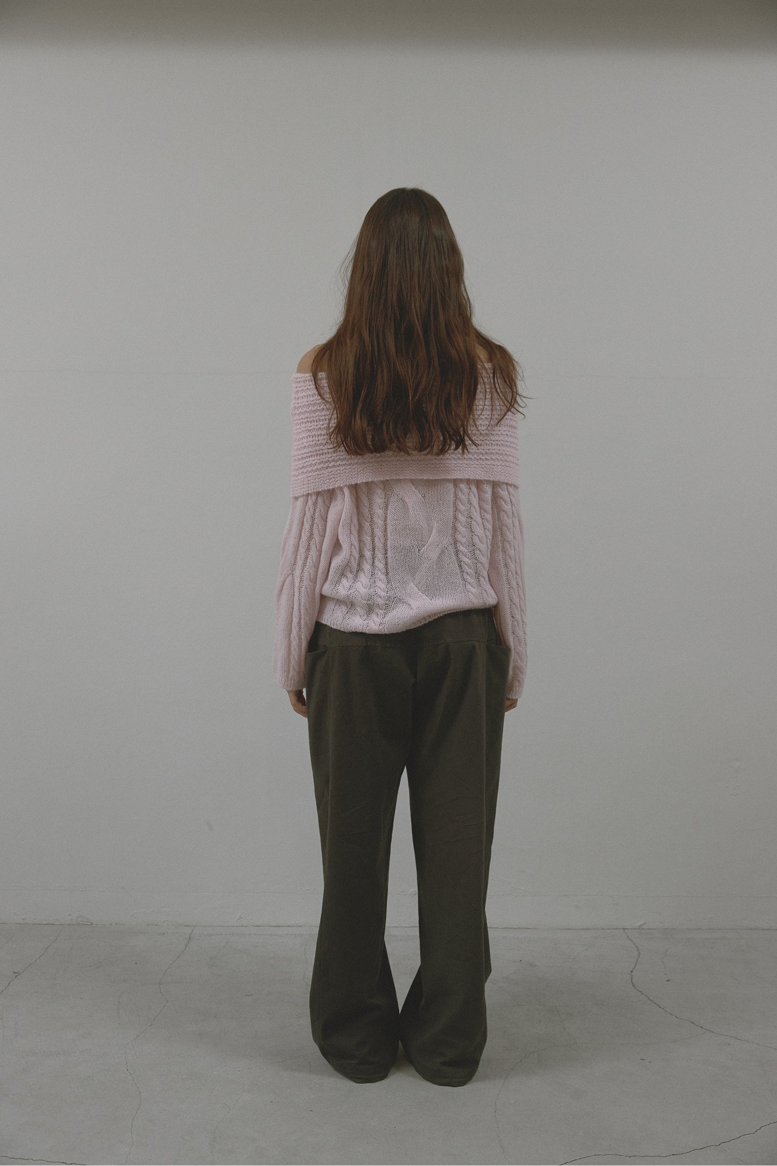 ALPACA TWIST OFF SHOULDER KNIT_PINK