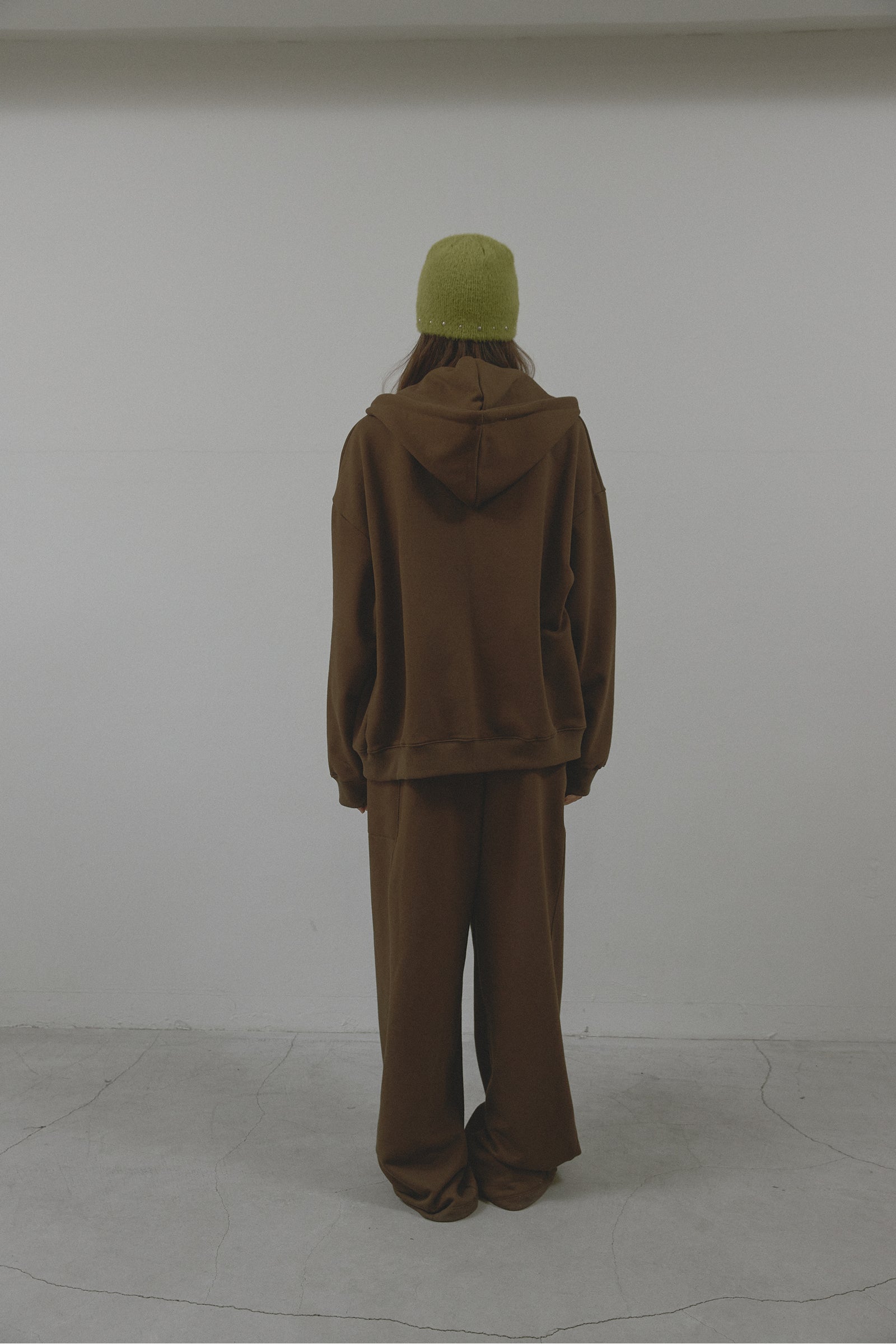 FLOWER HOOD ZIP UP_BROWN