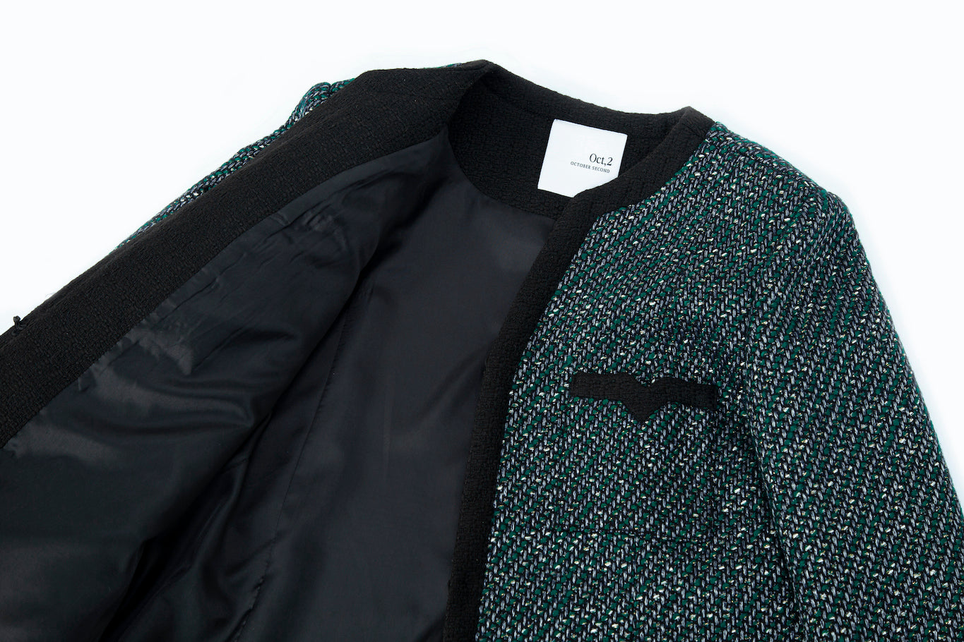 MANTEAU COL V EN TWEED_VERT
