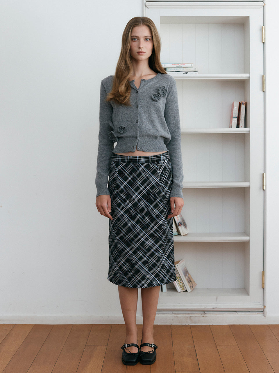 CHECK BIAS SKIRT_BLACK