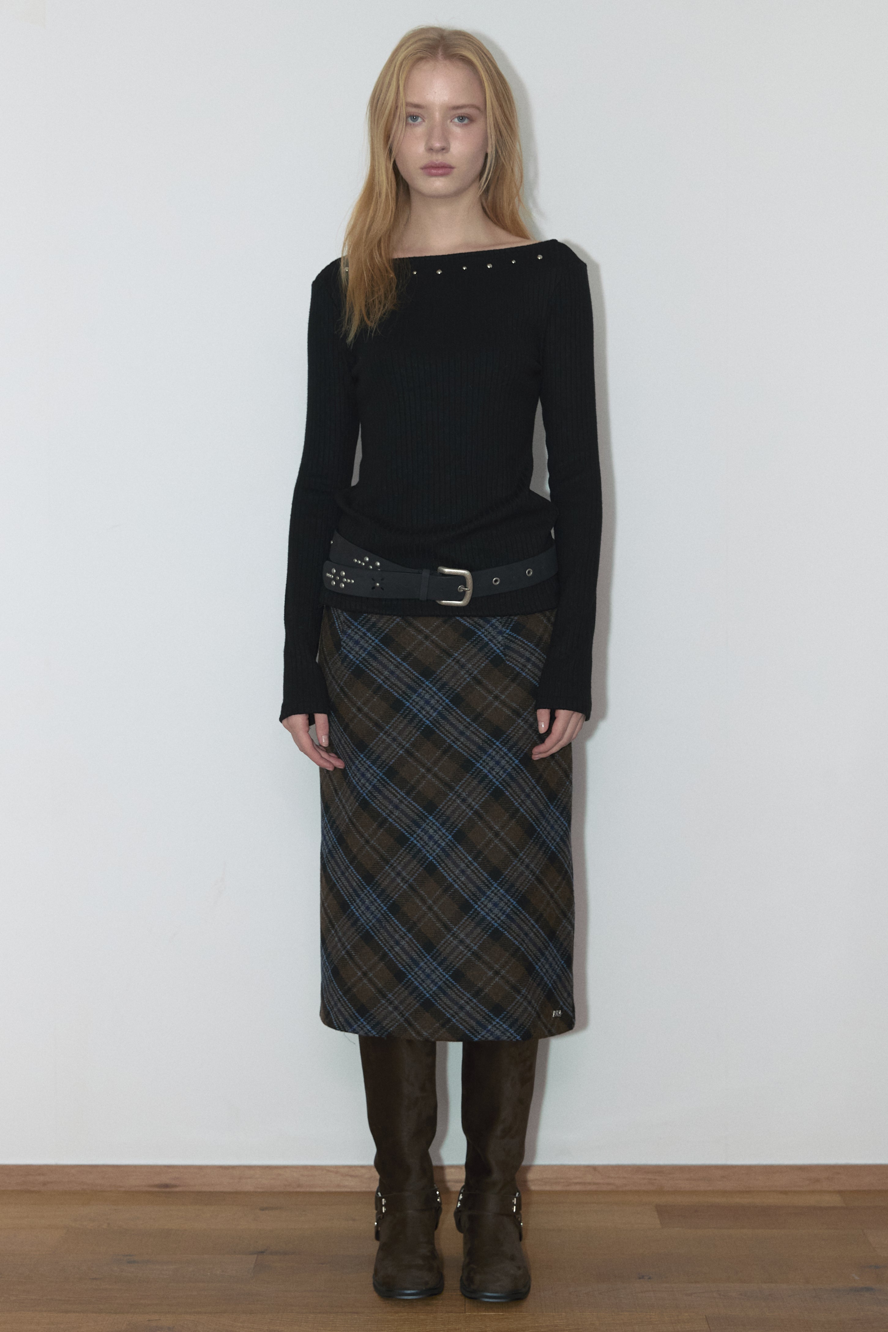 WOOL BIAS SKIRT_CHECKERED