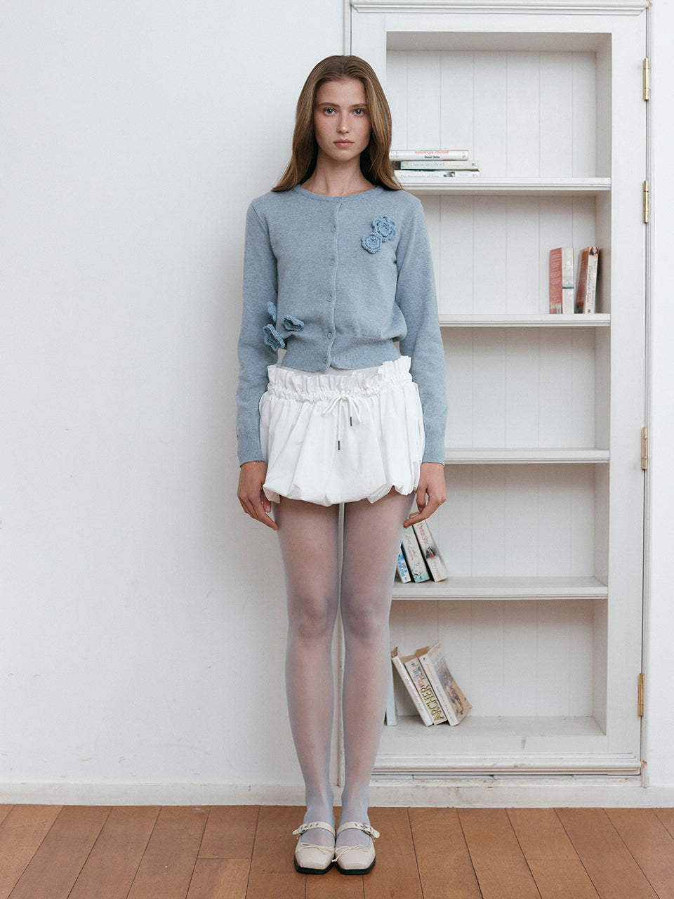 LAYERED STRING BALLOON SKIRT_IVORY
