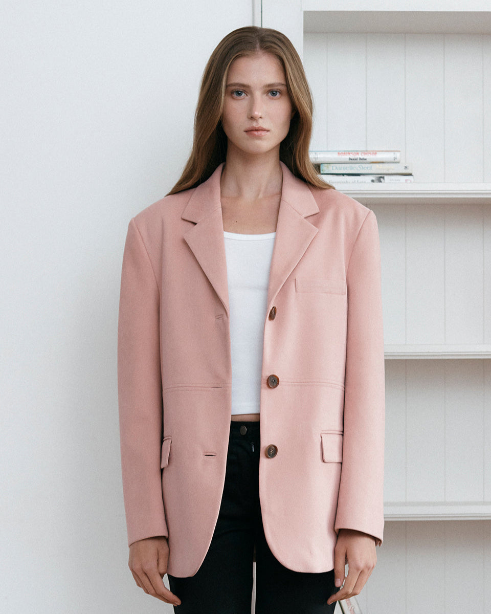 BLAZER EN DAIM À COUTURES APPARENTES_ROSE