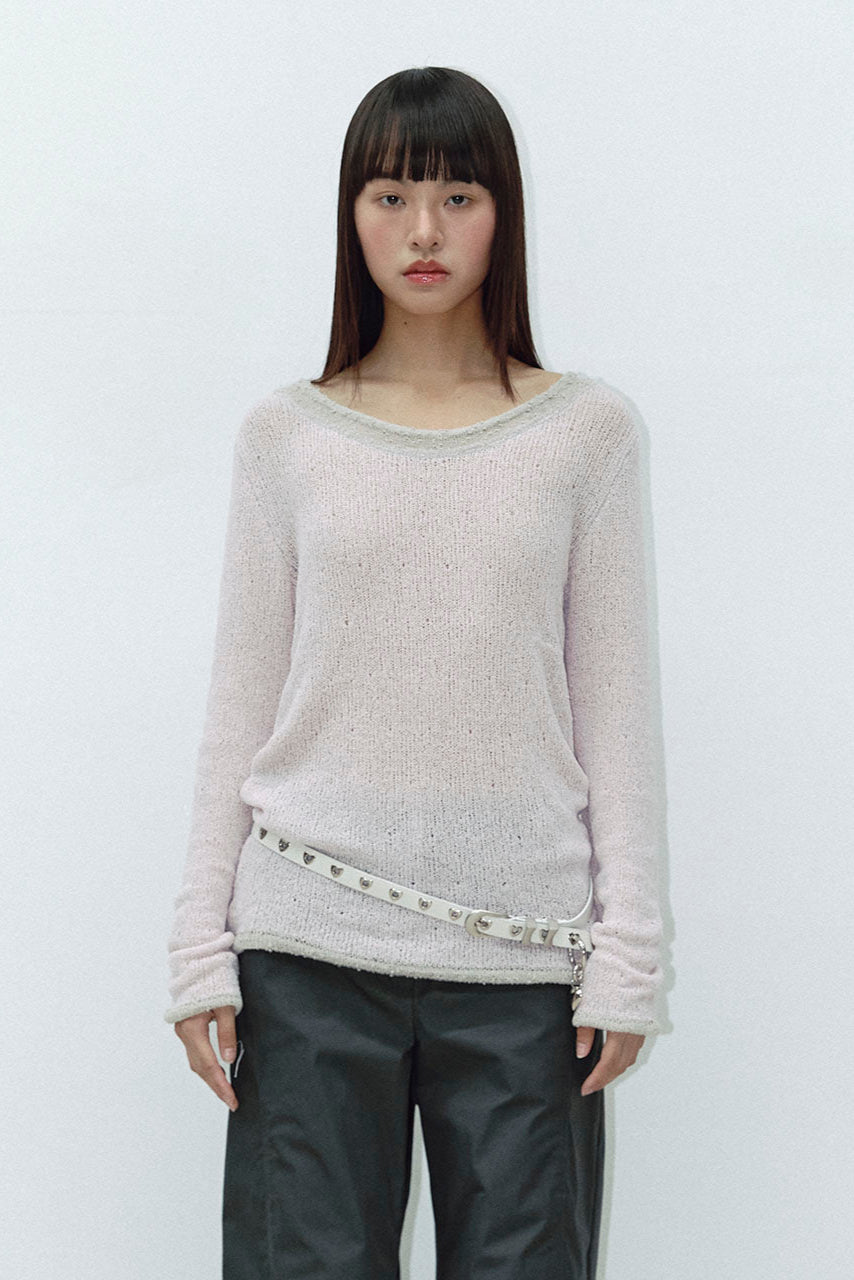 REVERSIBLE DUOBBLE KNIT_GREY/PINK