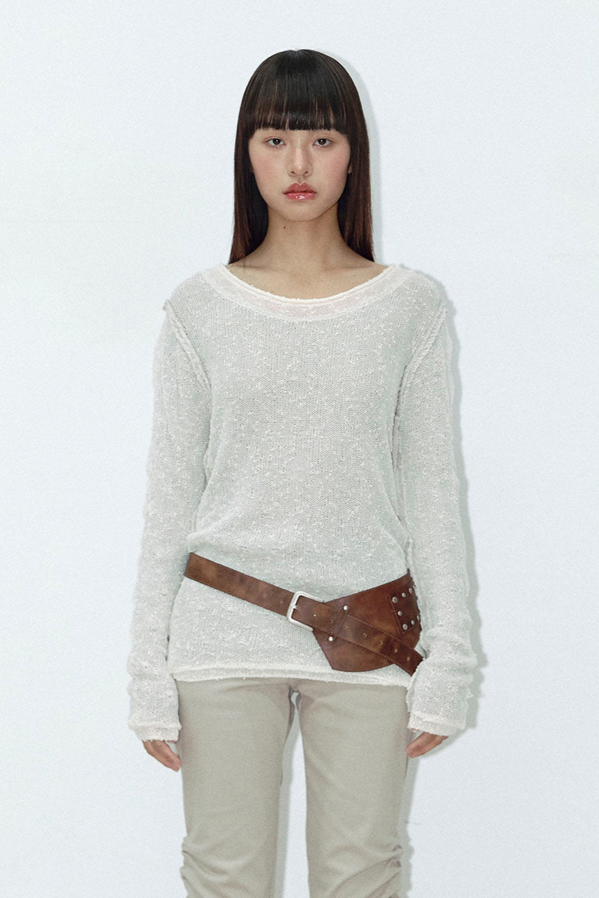 REVERSIBLE DUOBBLE KNIT_IVORY/GREY