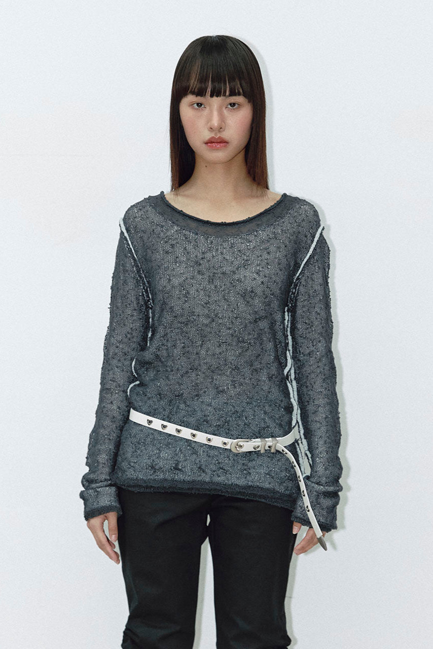 REVERSIBLE DUOBBLE KNIT_CHARCOAL/SKY BLUE