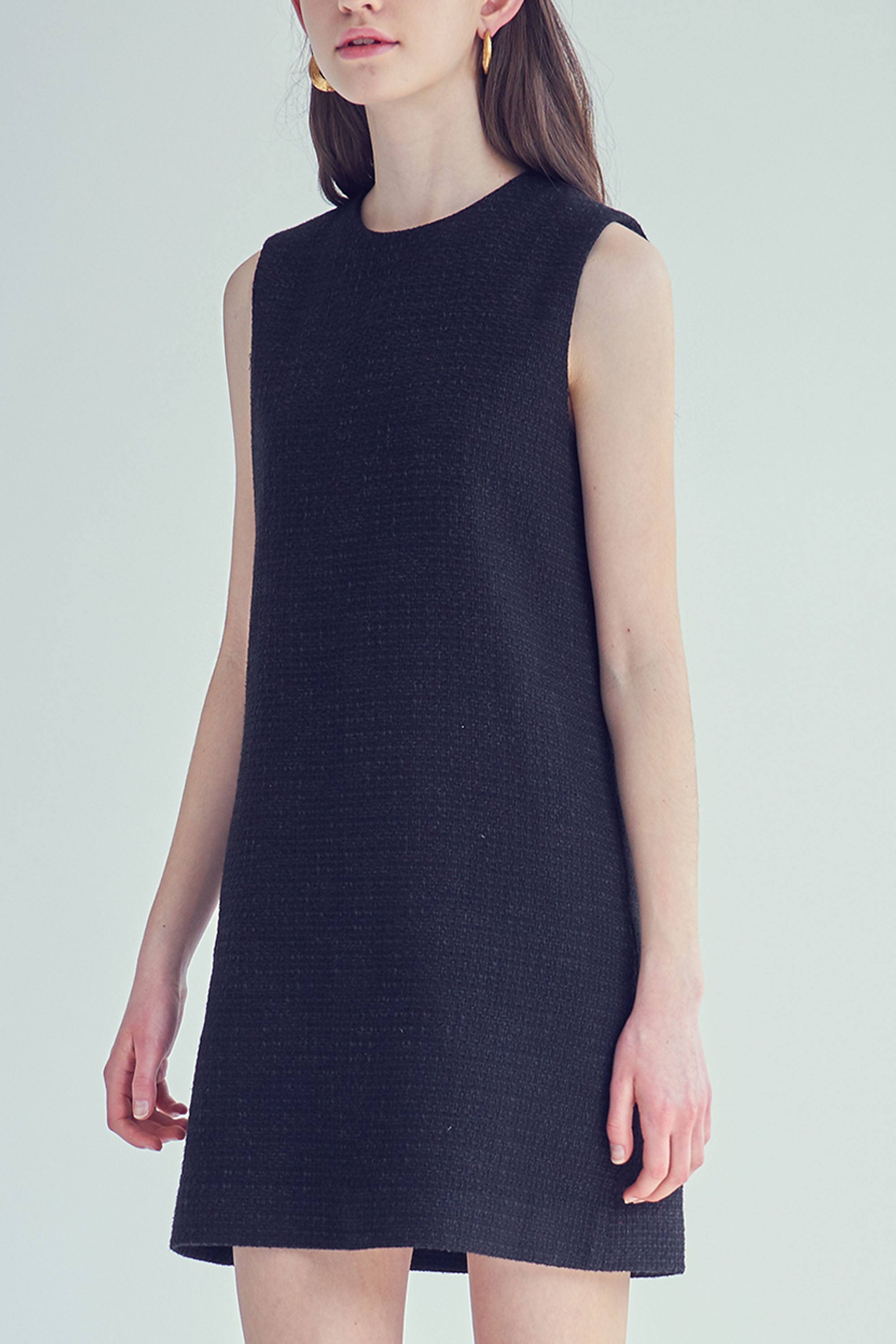 ROBE COURTE EN TWEED_NOIR