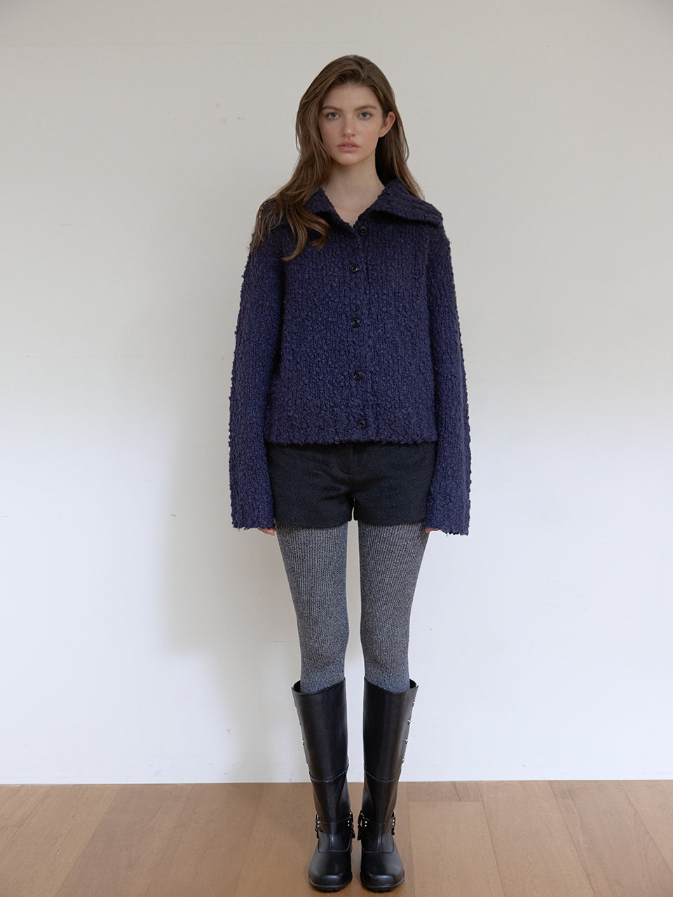 COZY HIGHNECK CARDIGAN_NAVY