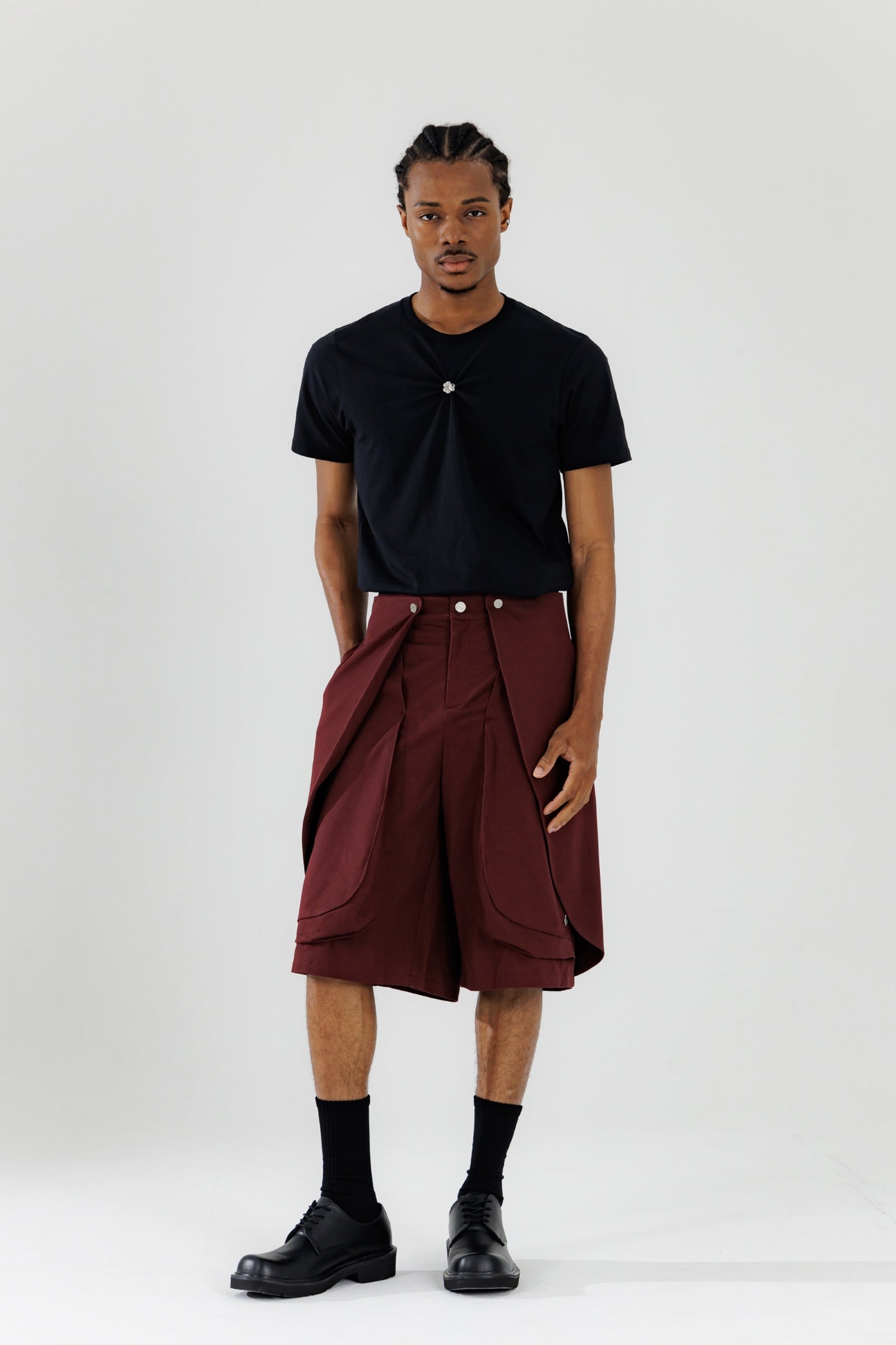 25SS BLOSSOM 3D POCKET SKATER SHORTS_DEEP WINE