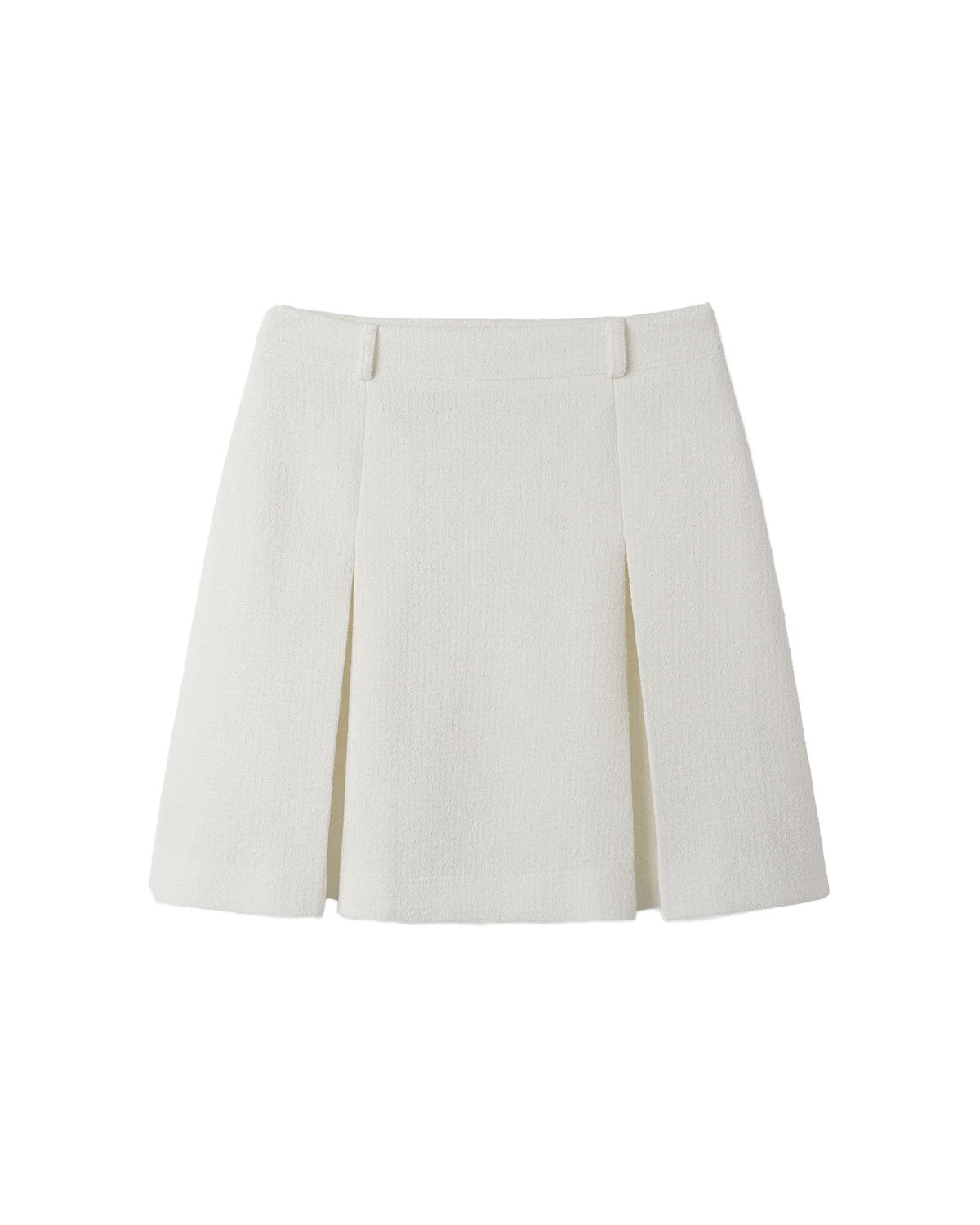 PLEATED TWEED SKIRT_IVORY