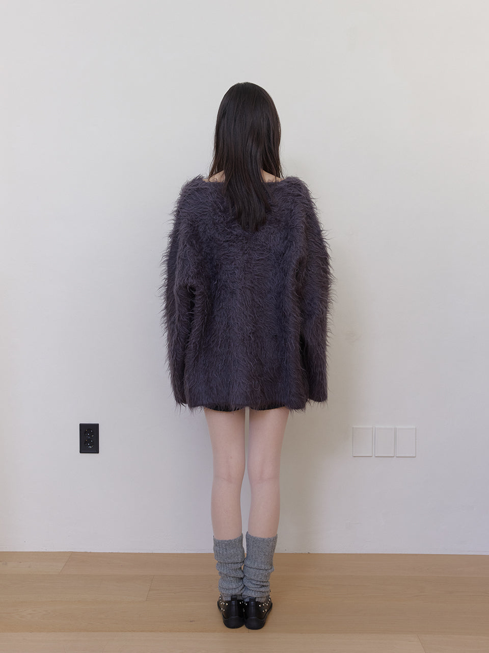 WOOL HAIRY BRUSH V SWEATER_CHARBON