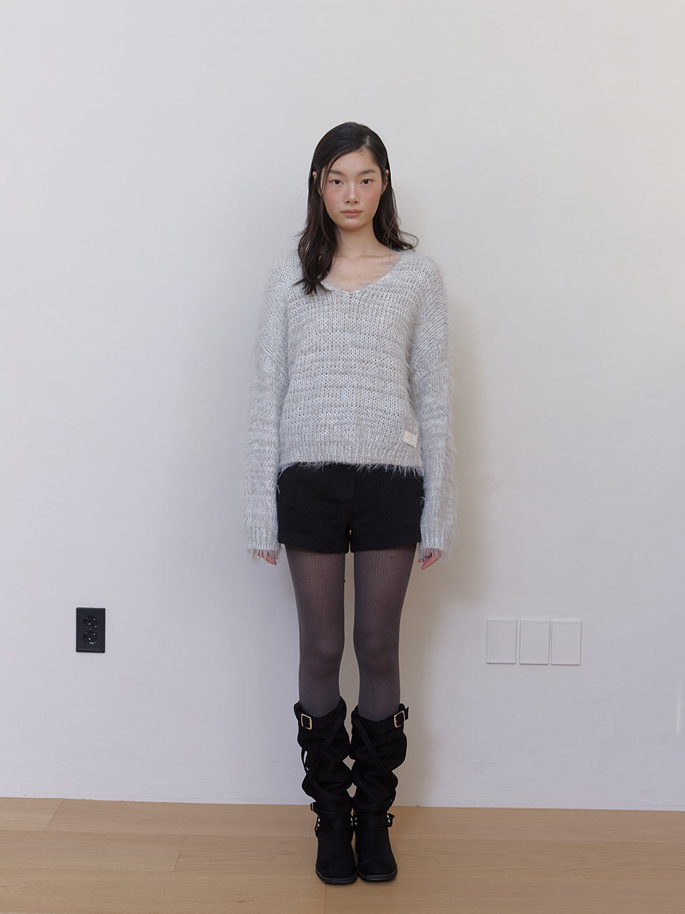 FUZZ V KNIT_MELANGE GREY