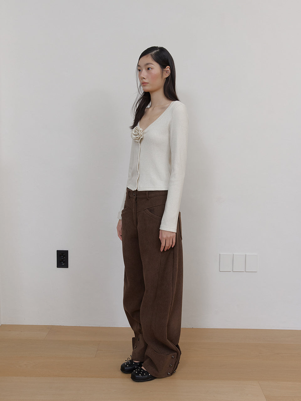 FLOWER SPANGLE CARDIGAN_CREAM