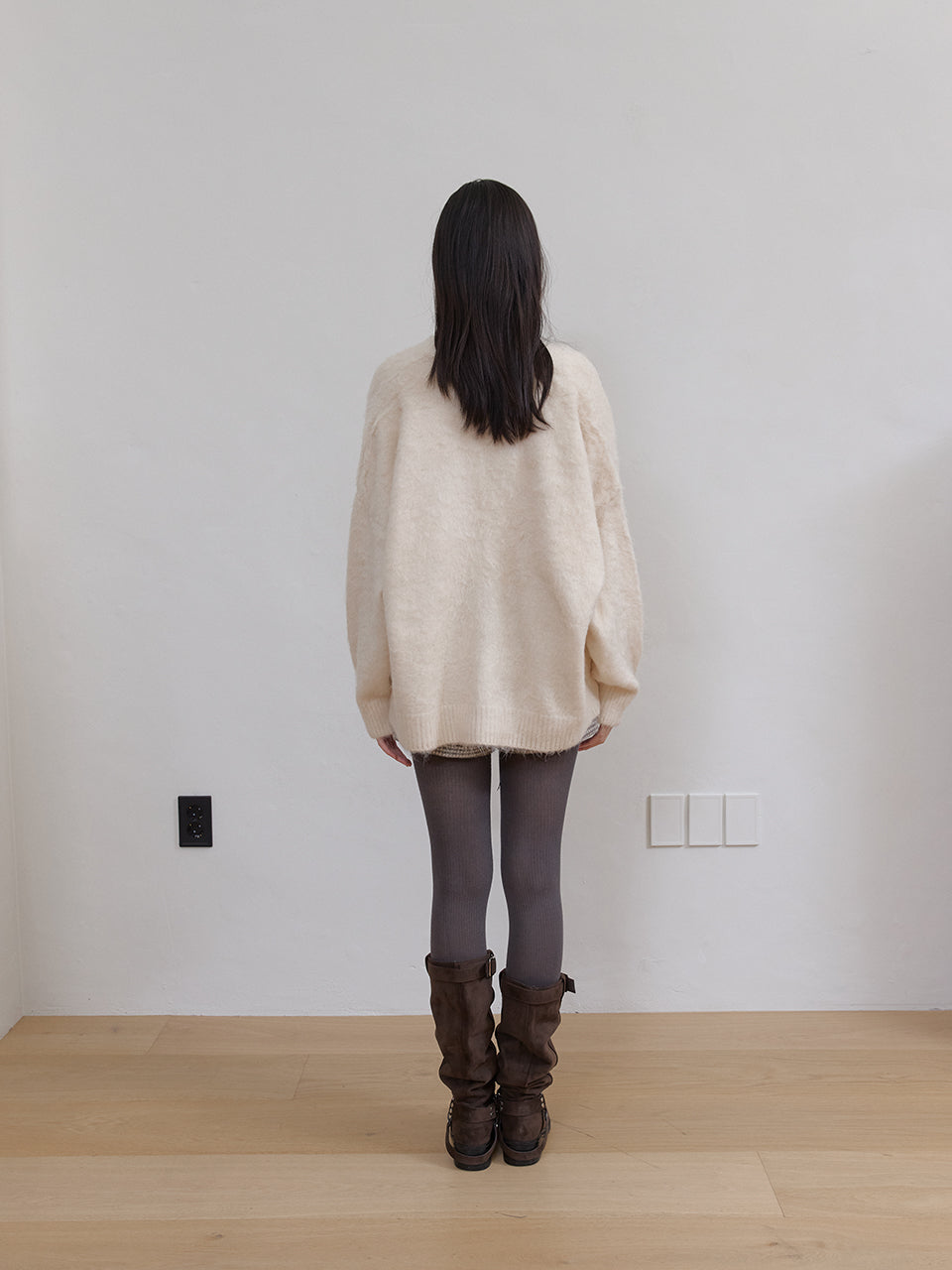 HAIRY BRUSH MIDI CADIGAN_IVORY