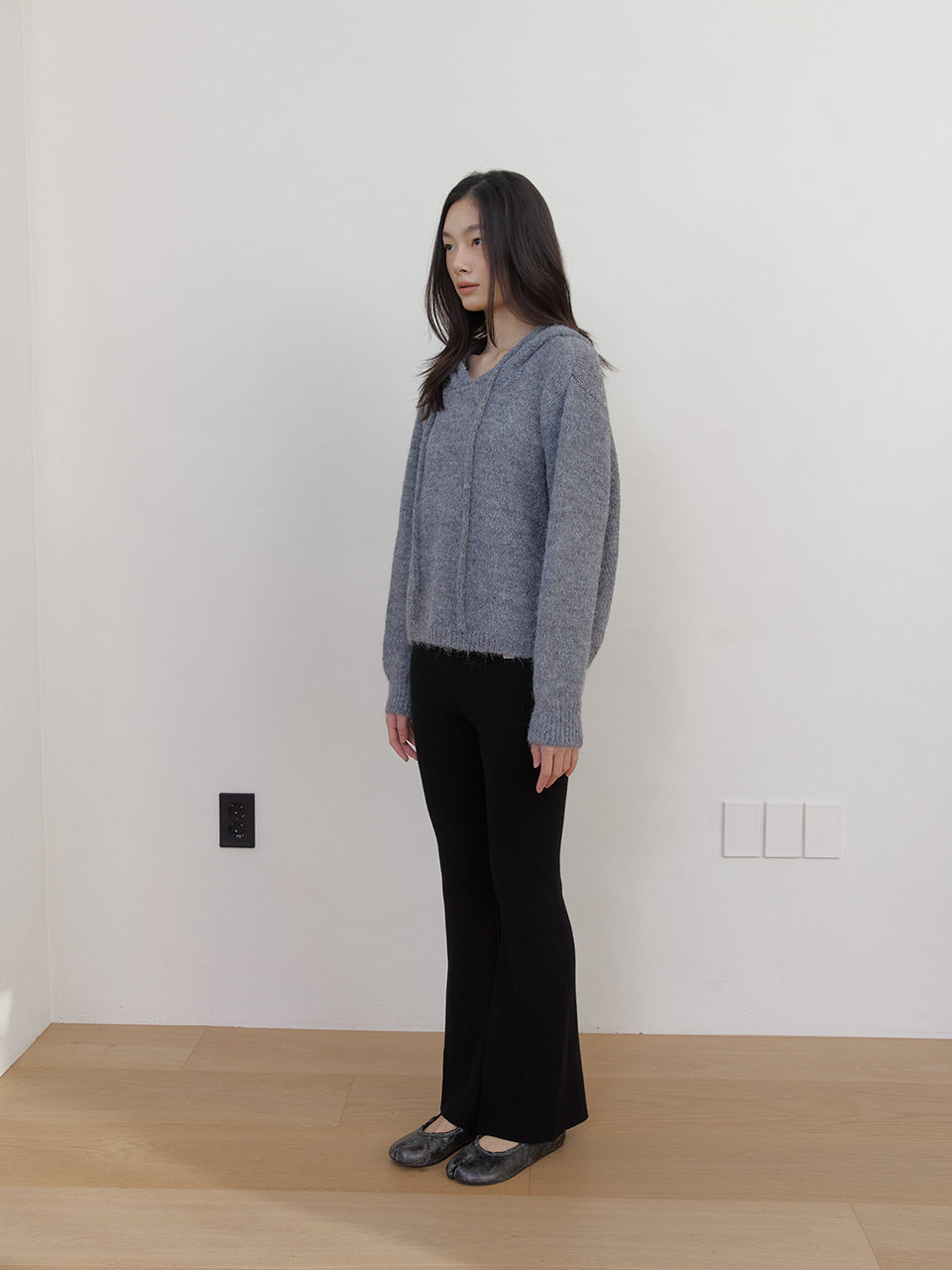 AS BASIC WOOL KNIT HOODY_CHARCOAL