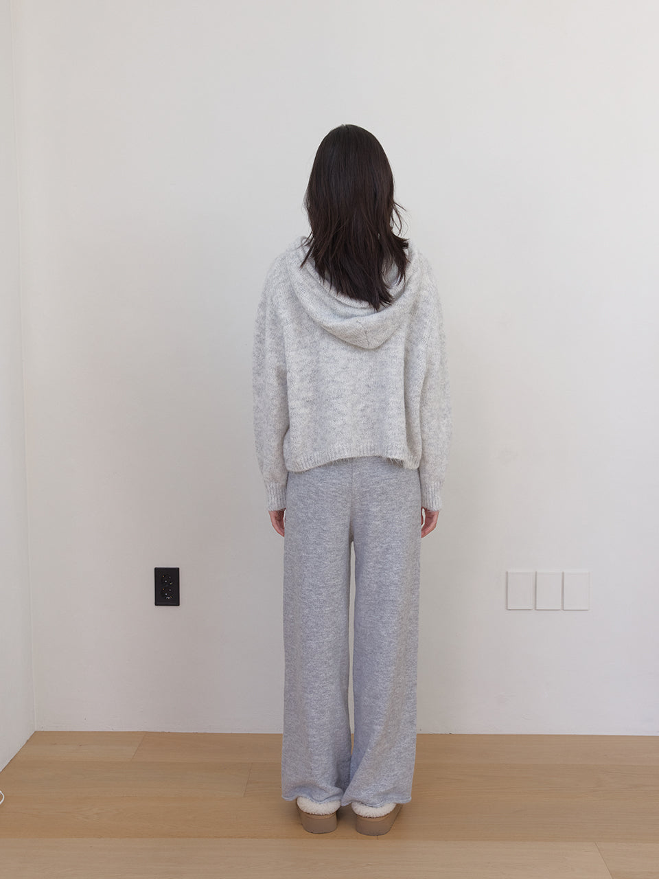AS BASIC WOOl KNIT HOODY_MELANGE GREY