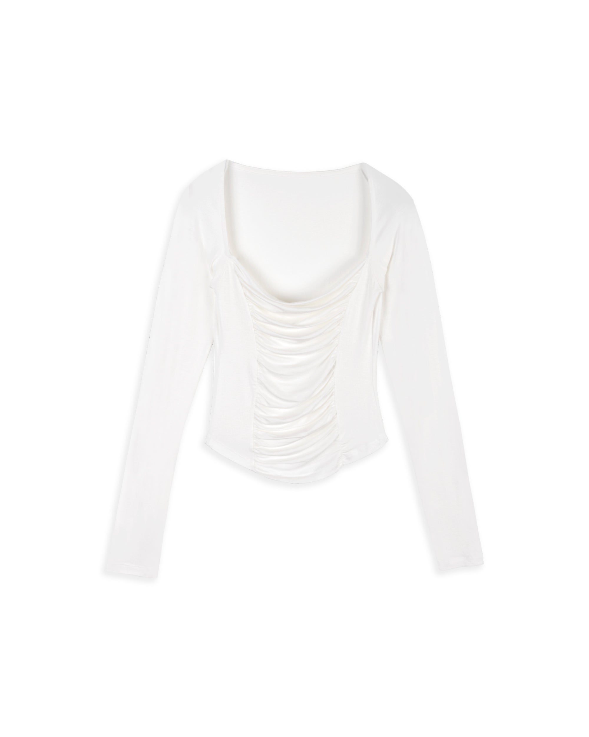WIDE SQUARE SHIRRING T_IVORY