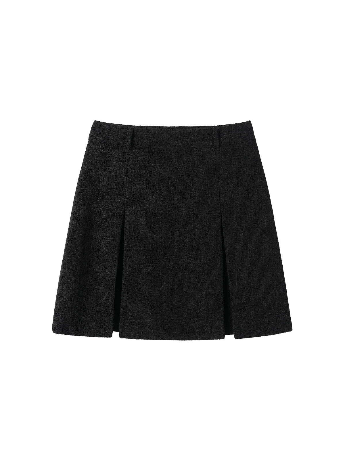 PLEATED TWEED SKIRT_BLACK