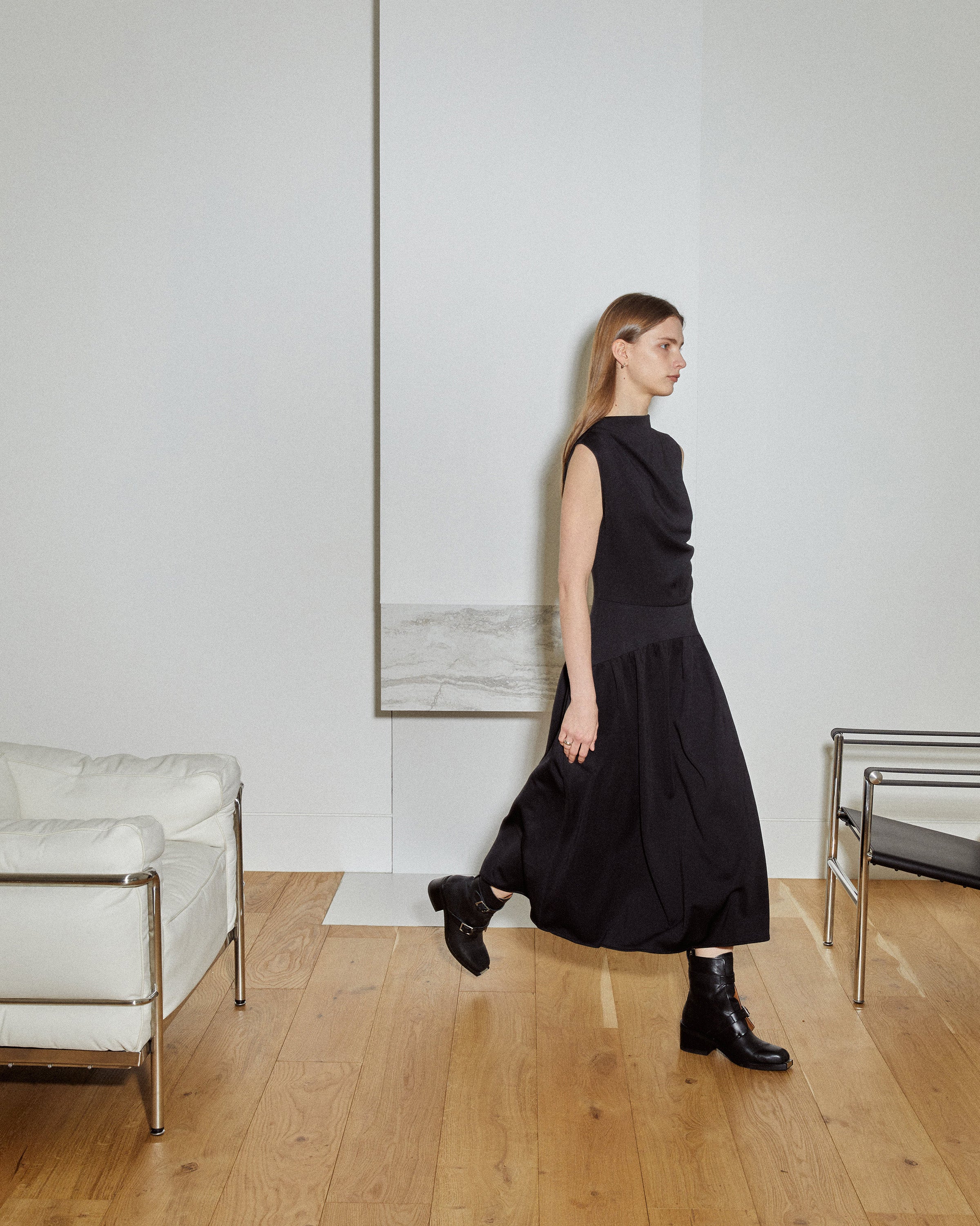 ROBE SLIM DRAPÉE EN JERSEY_NOIR