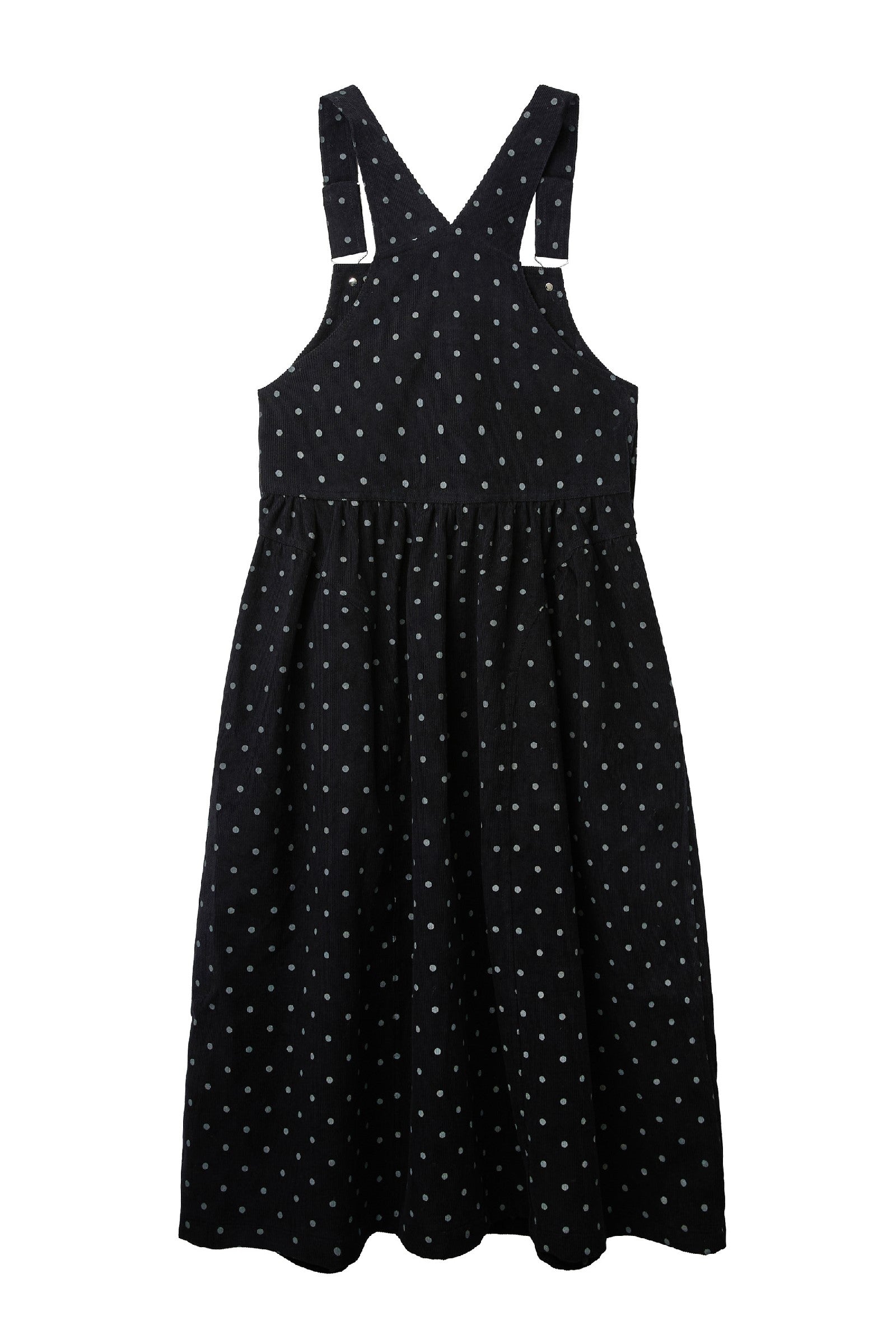 DOT PUFF CORDUROY OVERALL DRESS_BLACK