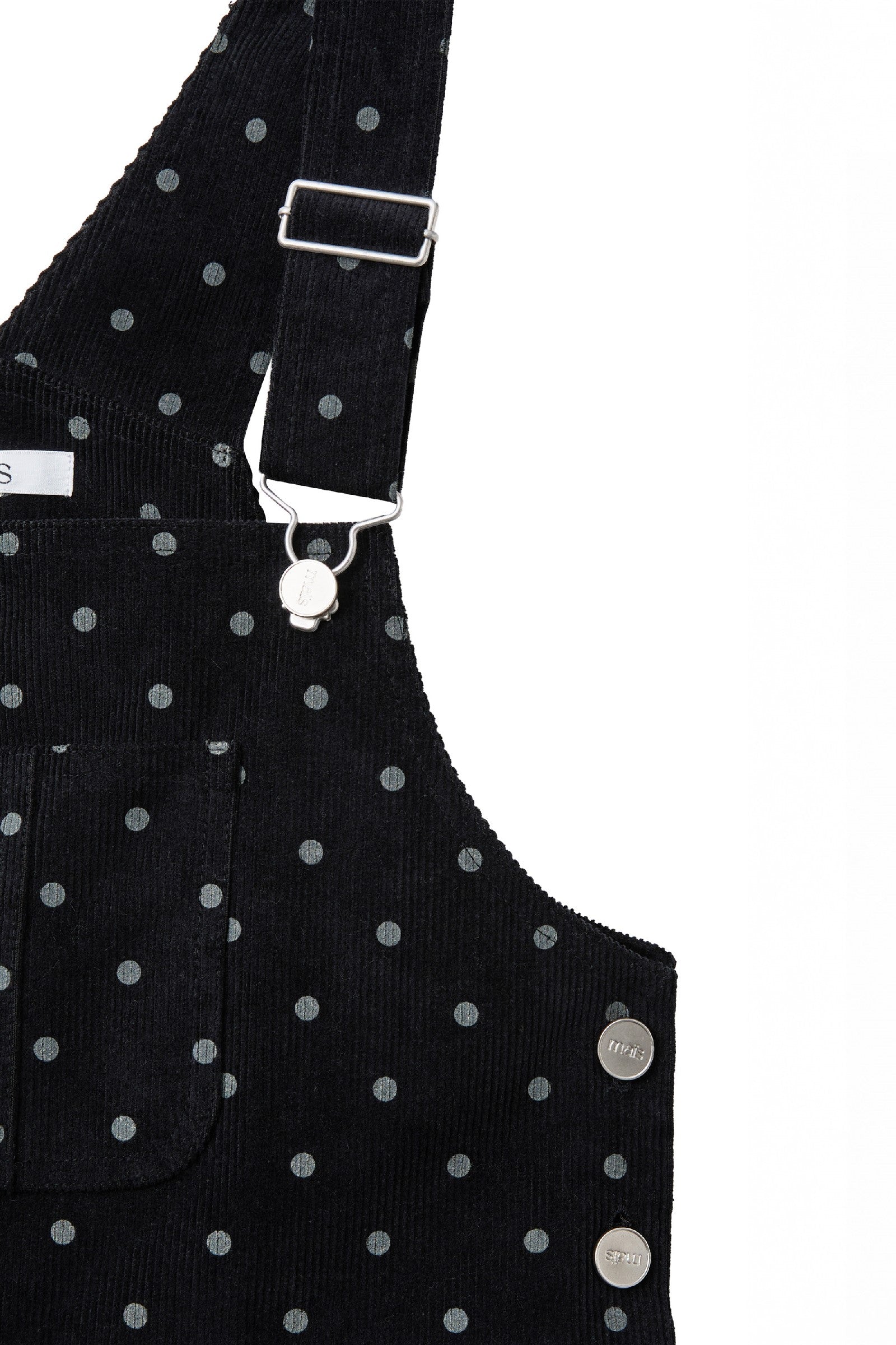 DOT PUFF CORDUROY OVERALL DRESS_BLACK