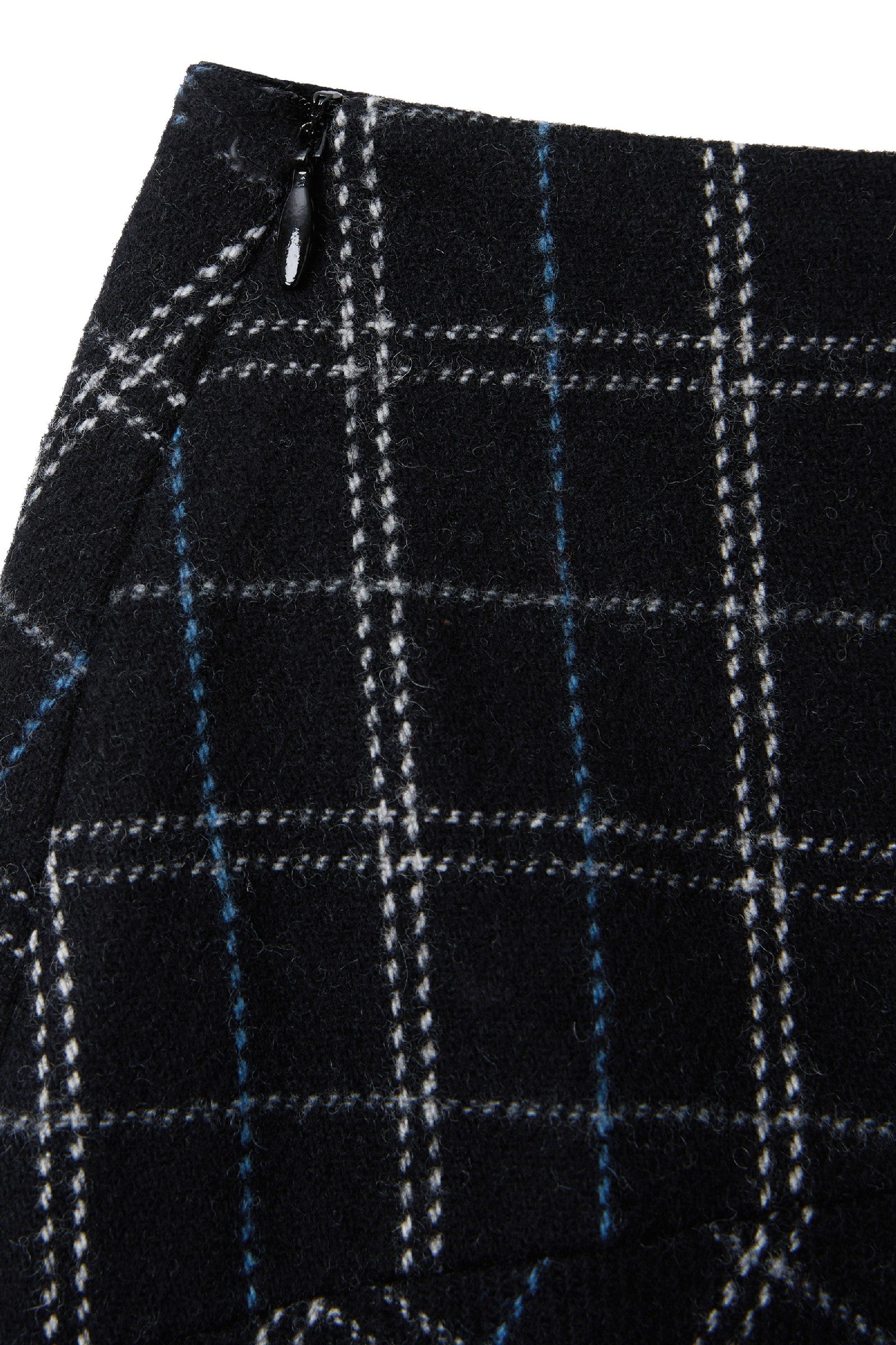 CHECK ASYMMETRICAL FLARED SKIRT_BLACK