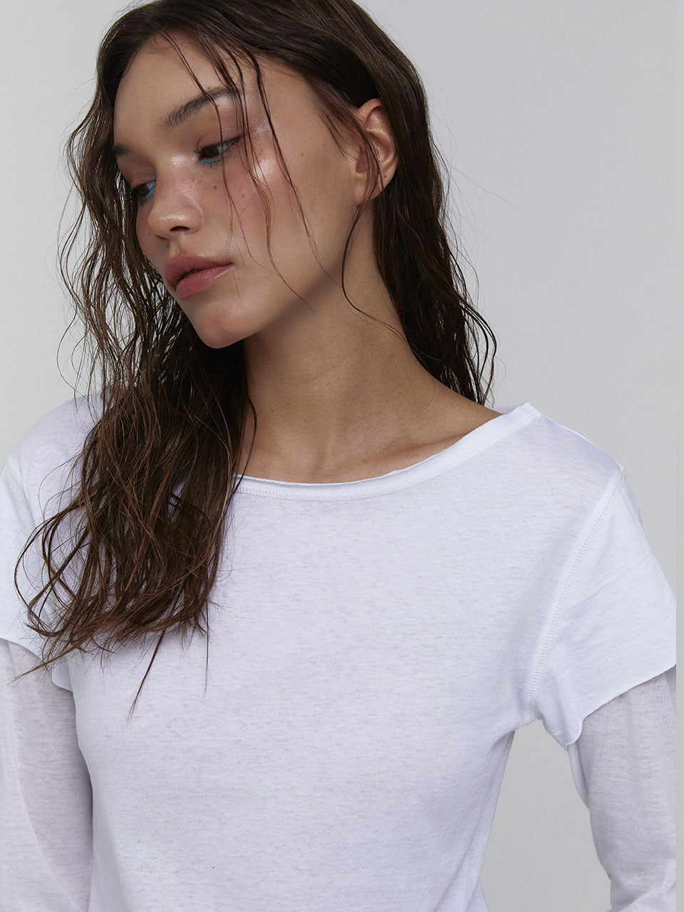 LAYERED LONG SLEEVE TOP_WHITE