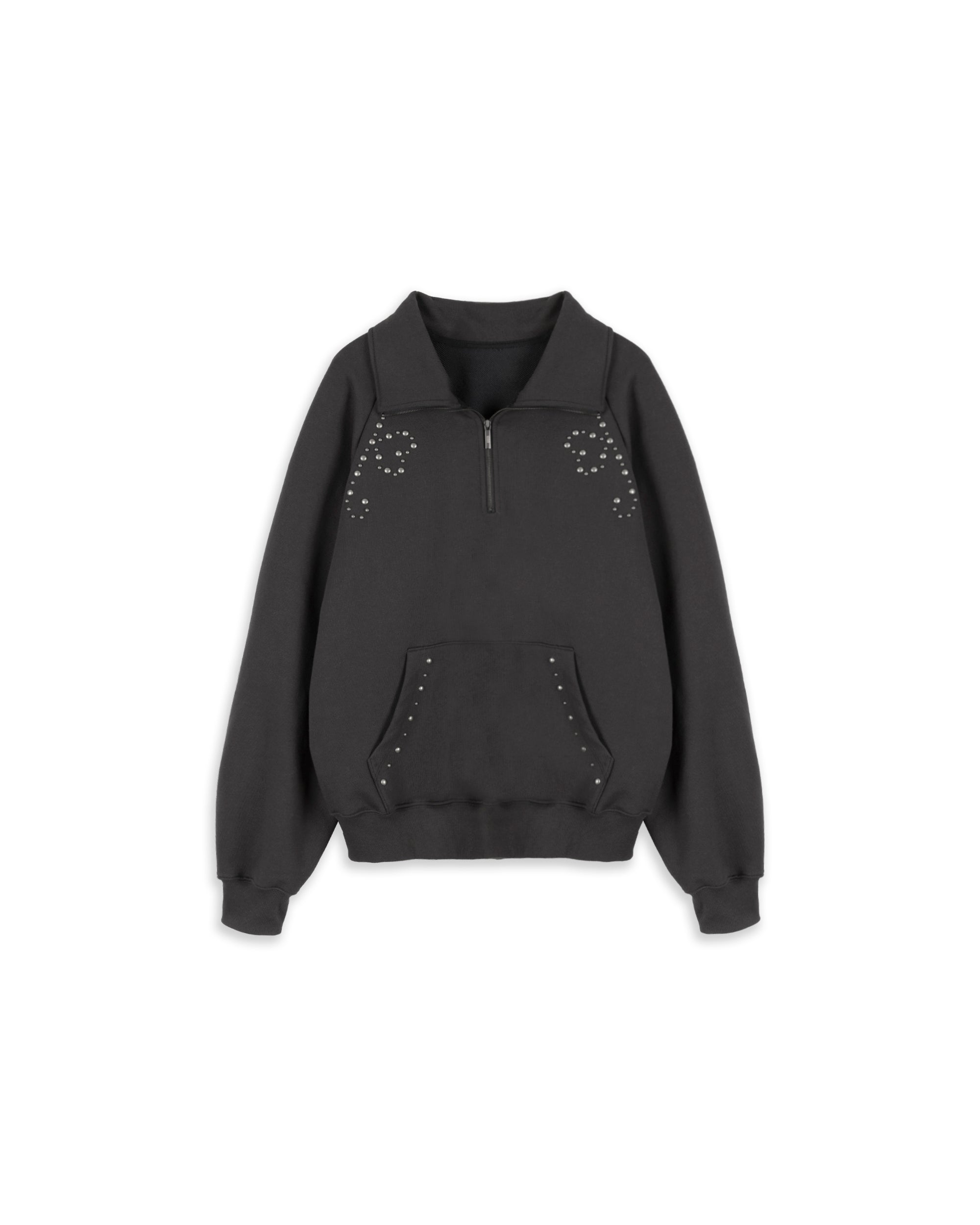 HEART STUD HALF ZIP-UP_CHARCOAL